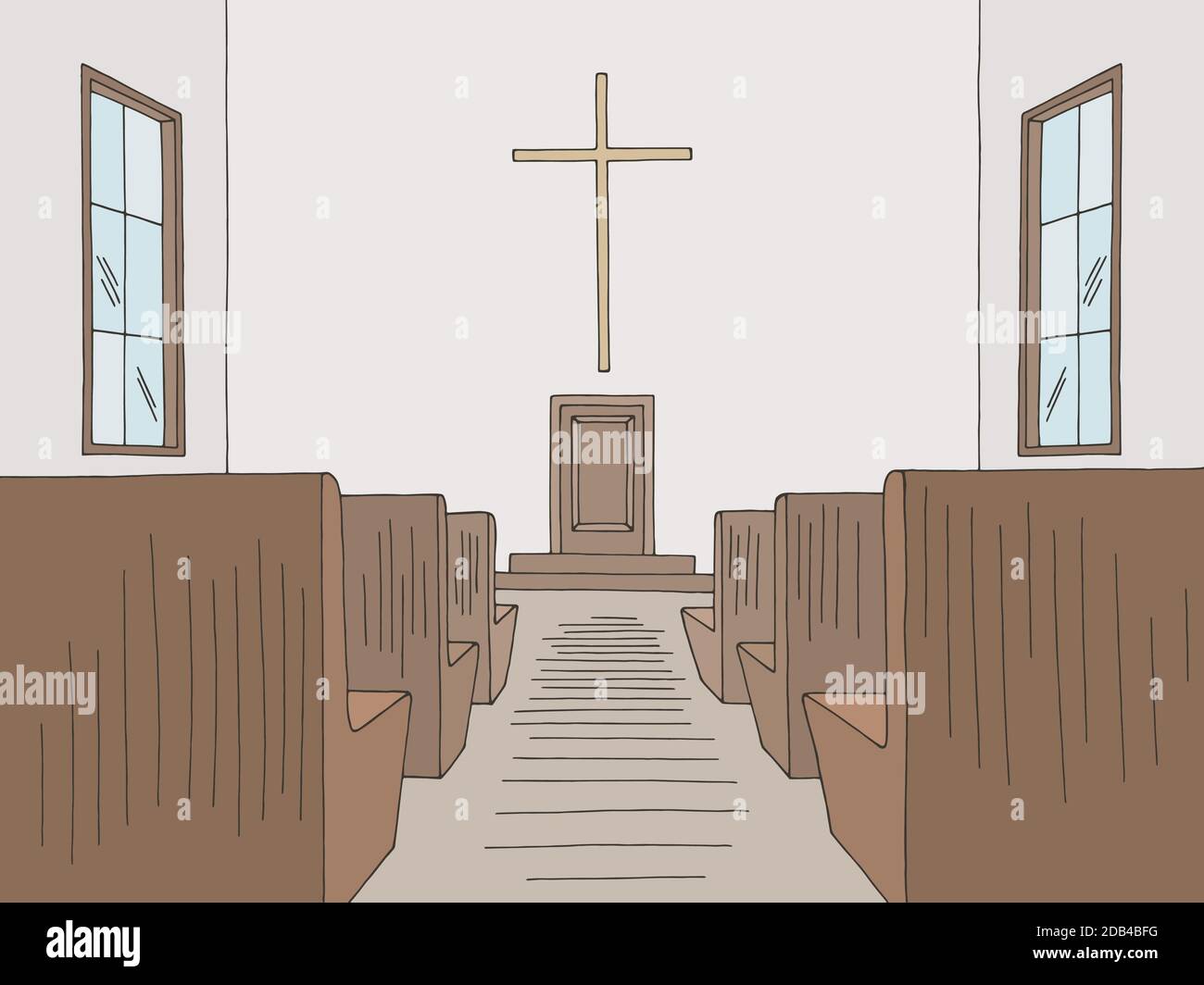 Vettore grafico a colori dell'illustrazione dello schizzo della Chiesa Illustrazione Vettoriale