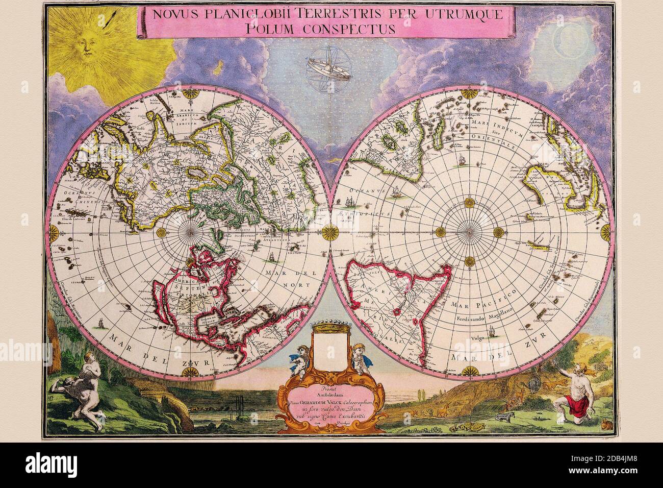 "Joan Blaeu (23 settembre 1596 ? 28 maggio 1673) è stato un . Nacque ad Alkmaar, figlio del cartografo Willem Blaeu. Nel 1620 divenne medico di diritto, ma si unì al lavoro del padre. Nel 1635 pubblicarono l'Atlas Novus (titolo completo: Theatrum orbis terrarum, sive, Atlas novus) in due volumi. Joan e suo fratello Cornelio presero il controllo dello studio dopo la morte del padre nel 1638. Joan divenne il cartografo ufficiale della Compagnia Olandese delle Indie Orientali. Intorno al 1649 Joan Blaeu pubblicò una collezione di mappe olandesi della città chiamate Tooneel der Steeden (viste delle città). Nel 1651 era v Foto Stock