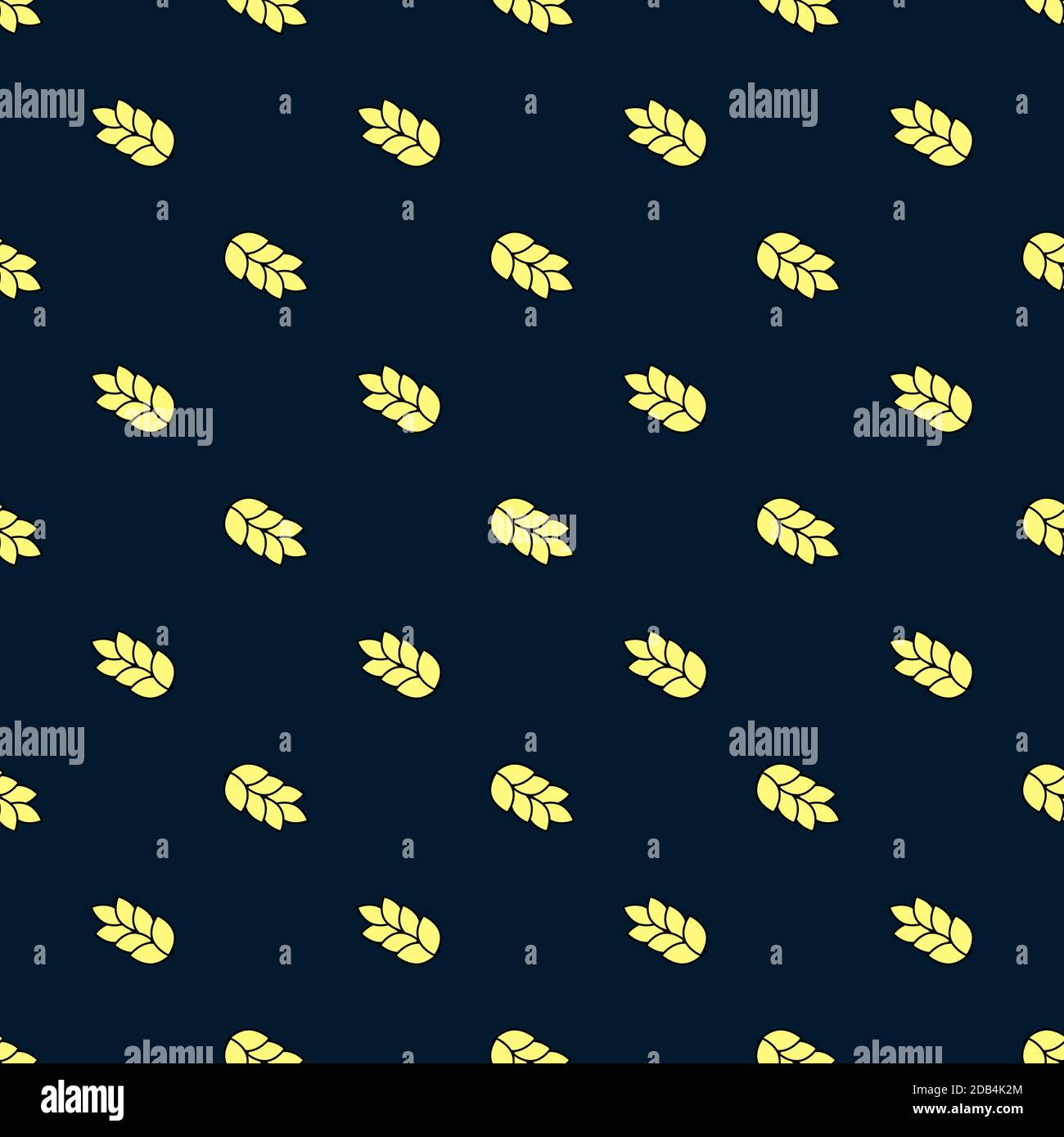 Modello per ragazzi. Tema vegetale. Geometric sfondo scuro senza cuciture con grani dorati di grano. Per pagine web e tessuti, scarpe, abbigliamento Illustrazione Vettoriale
