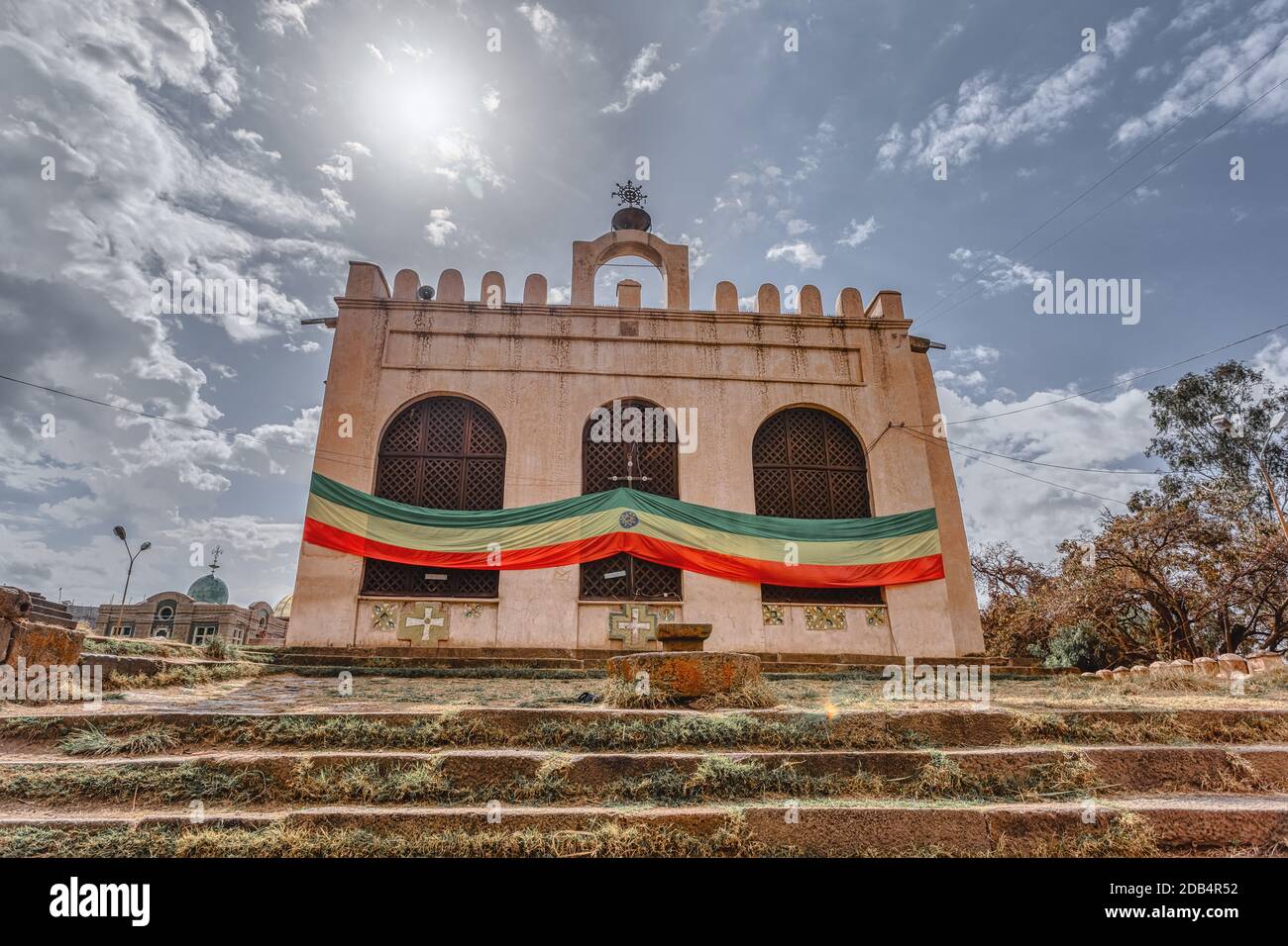 Originale vecchia Cattedrale di Nostra Signora di Sion, costruito durante il regno dell'Imperatore, Axum Etiopia Foto Stock