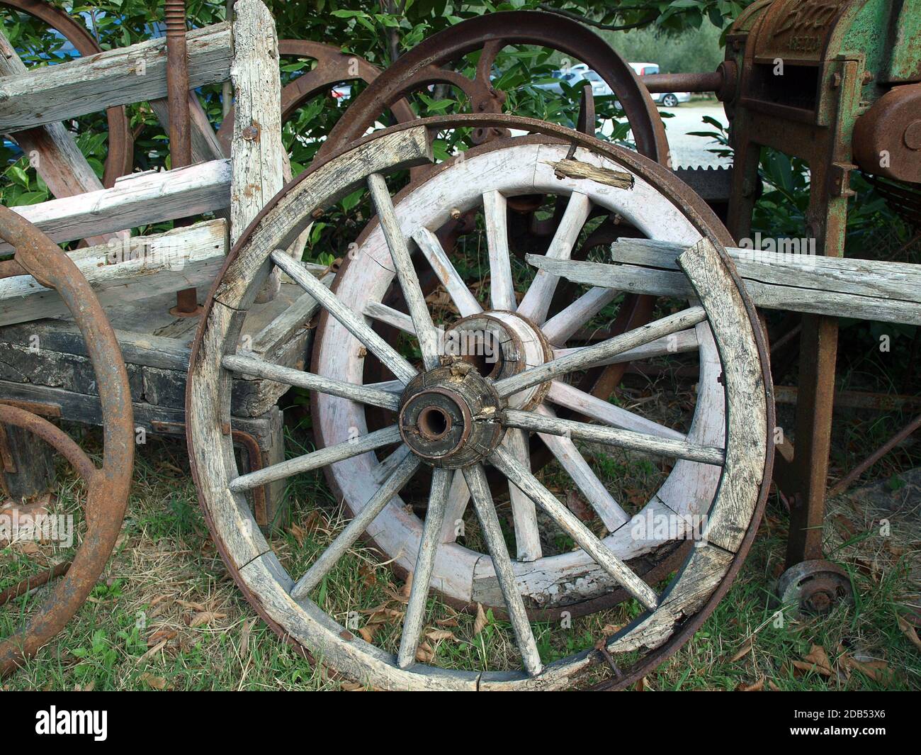 Vecchi attrezzi agricoli Foto Stock