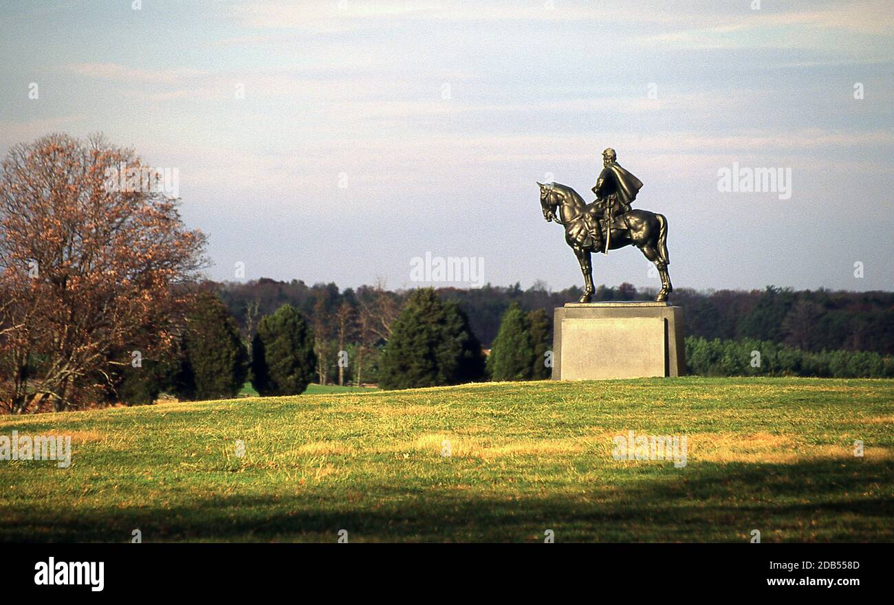 Statua di Thomas Jonathan Jackson sul campo di battaglia di Manassas / Bull Run Virginia Foto Stock