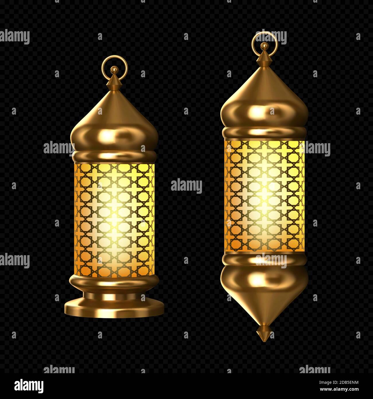 Lampade arabe, lanterne d'oro con ornamento arabo, anello, candele  brucianti. Accessori per la vacanza islamica ramadan. Realistiche luci  vettoriali vintage 3d luminose isolate su sfondo trasparente Immagine e  Vettoriale - Alamy