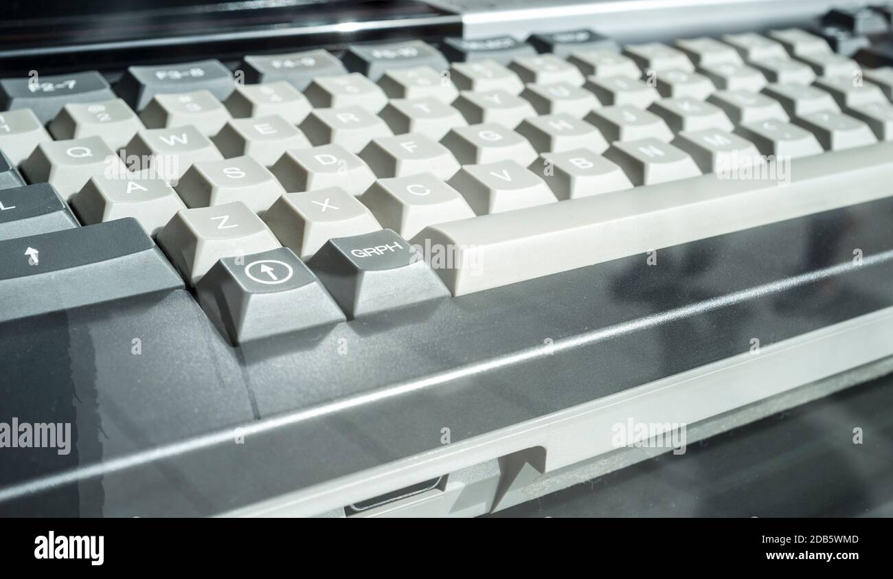 Vecchio computer di casa 1984, famiglia MSX 1. Primo piano Foto Stock