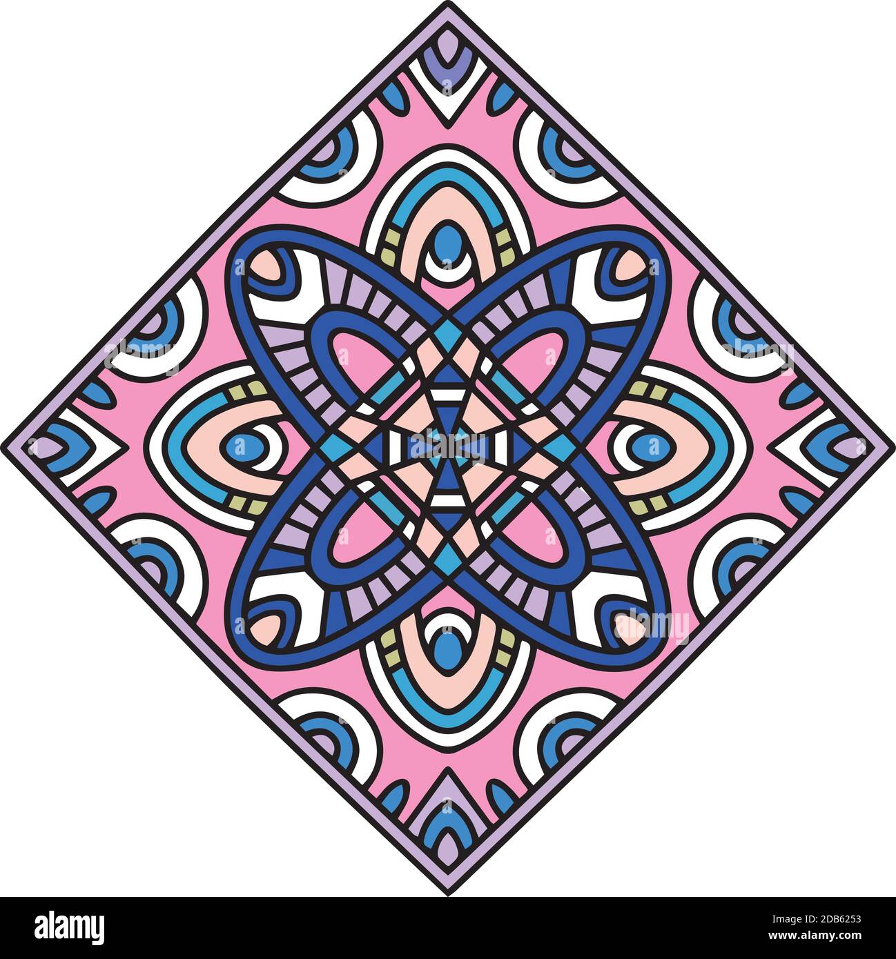 Icona con motivo arabo, disegnata a mano e con contorni Illustrazione Vettoriale