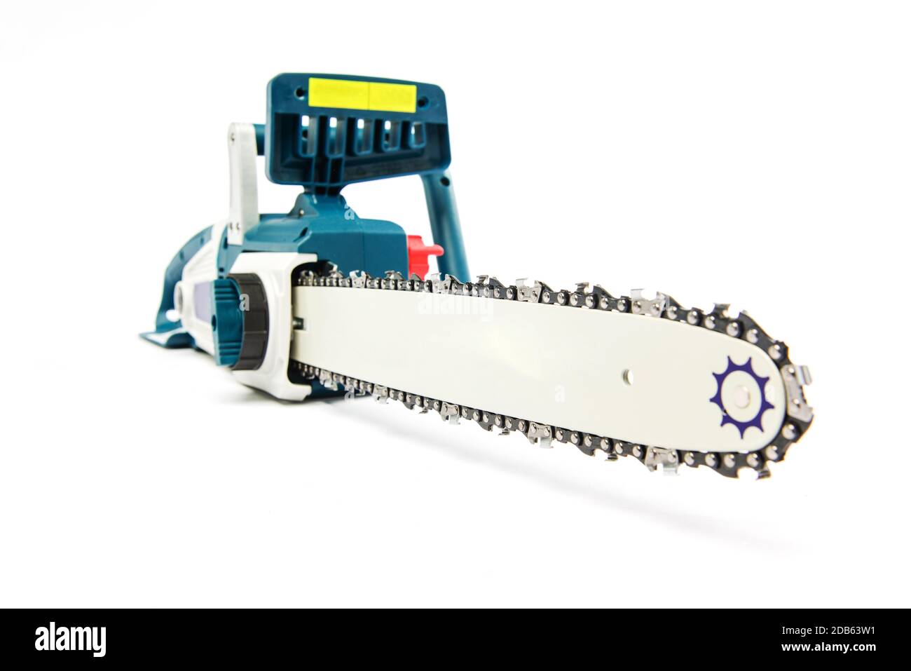 Sega a nastro elettrico isolato su sfondo bianco Foto Stock