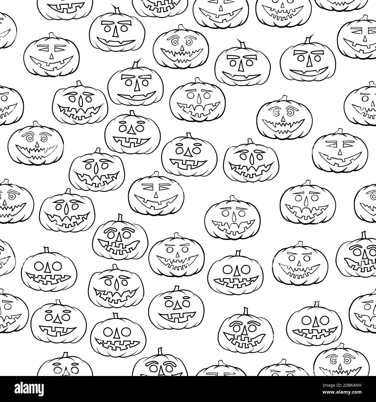 Disegnata a mano jack-o-lantern seamless pattern - sfondo di halloween Foto Stock