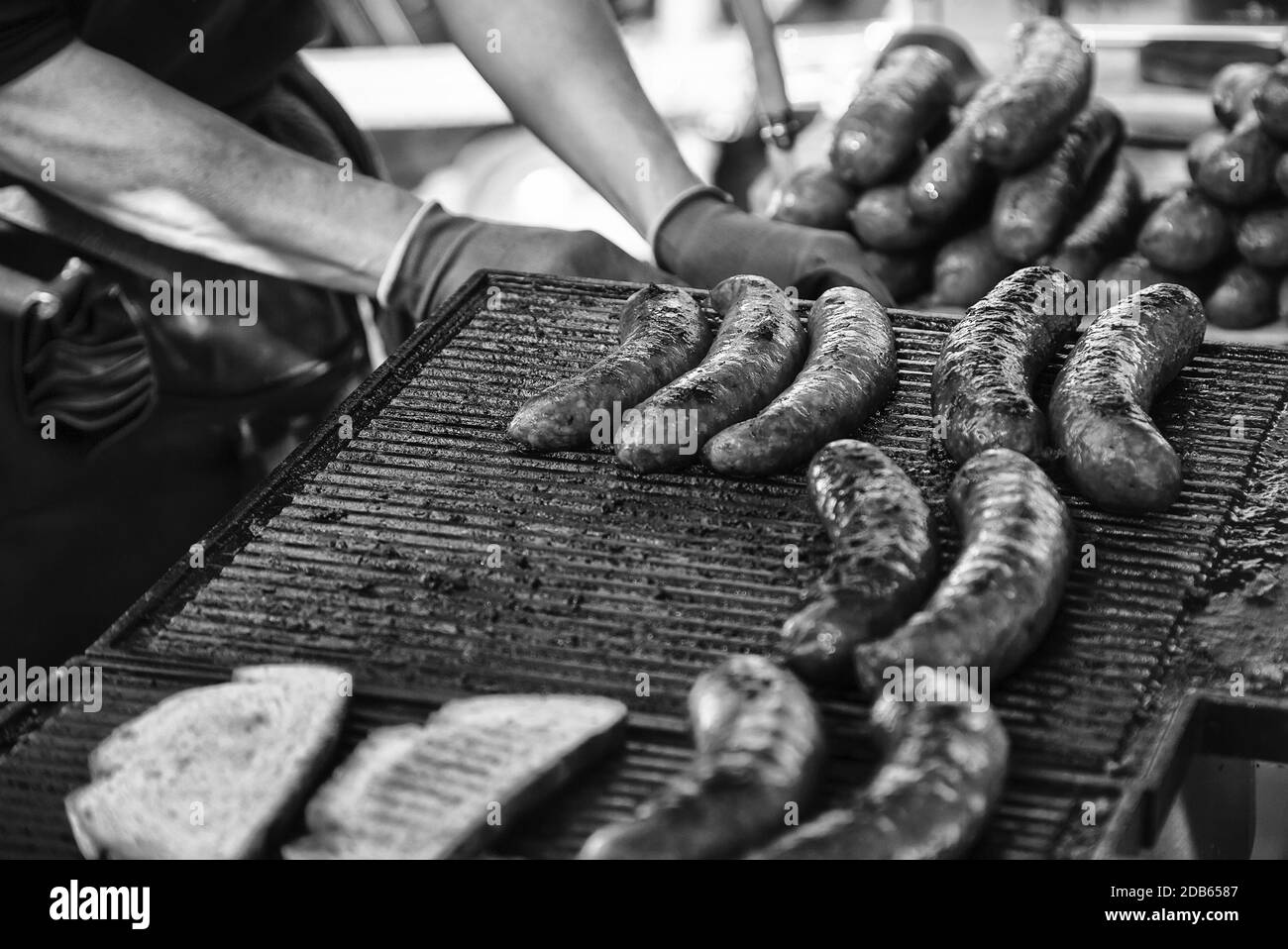 Rosso grigliato chorizo, carne arrosto dettaglio Foto Stock