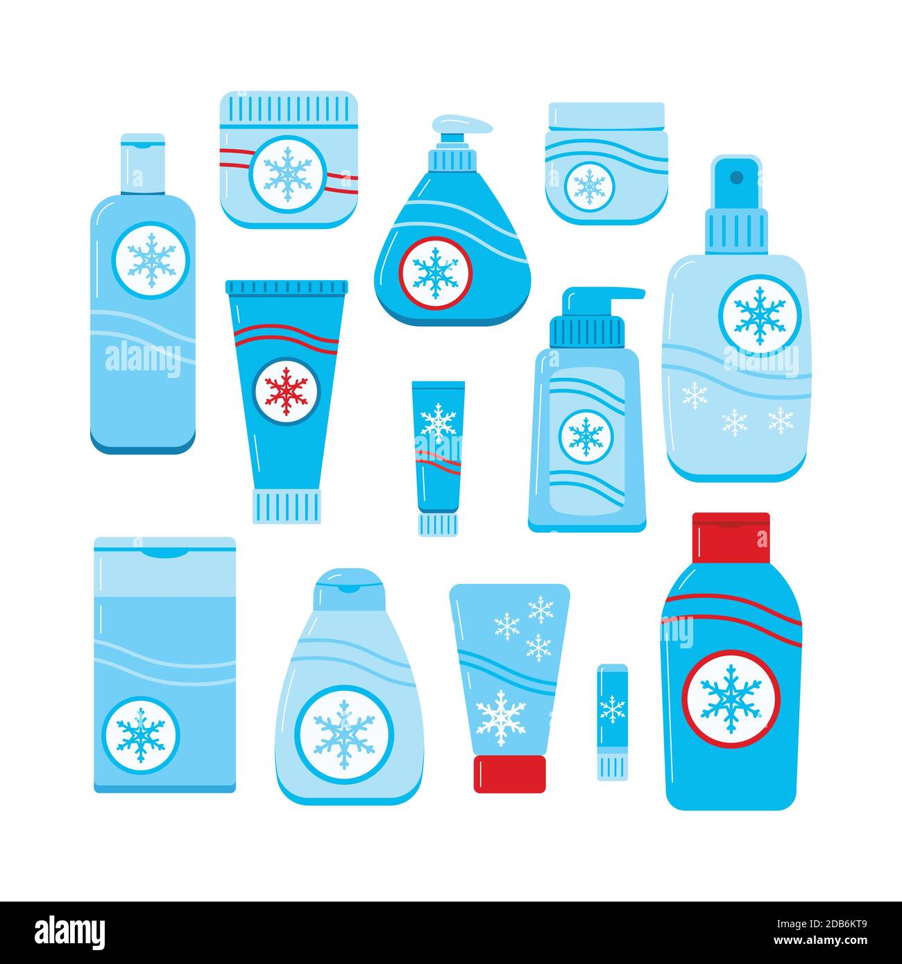 Inverno cura della pelle donna crema idratante icona set isolato su sfondo bianco. Illustrazione Vettoriale