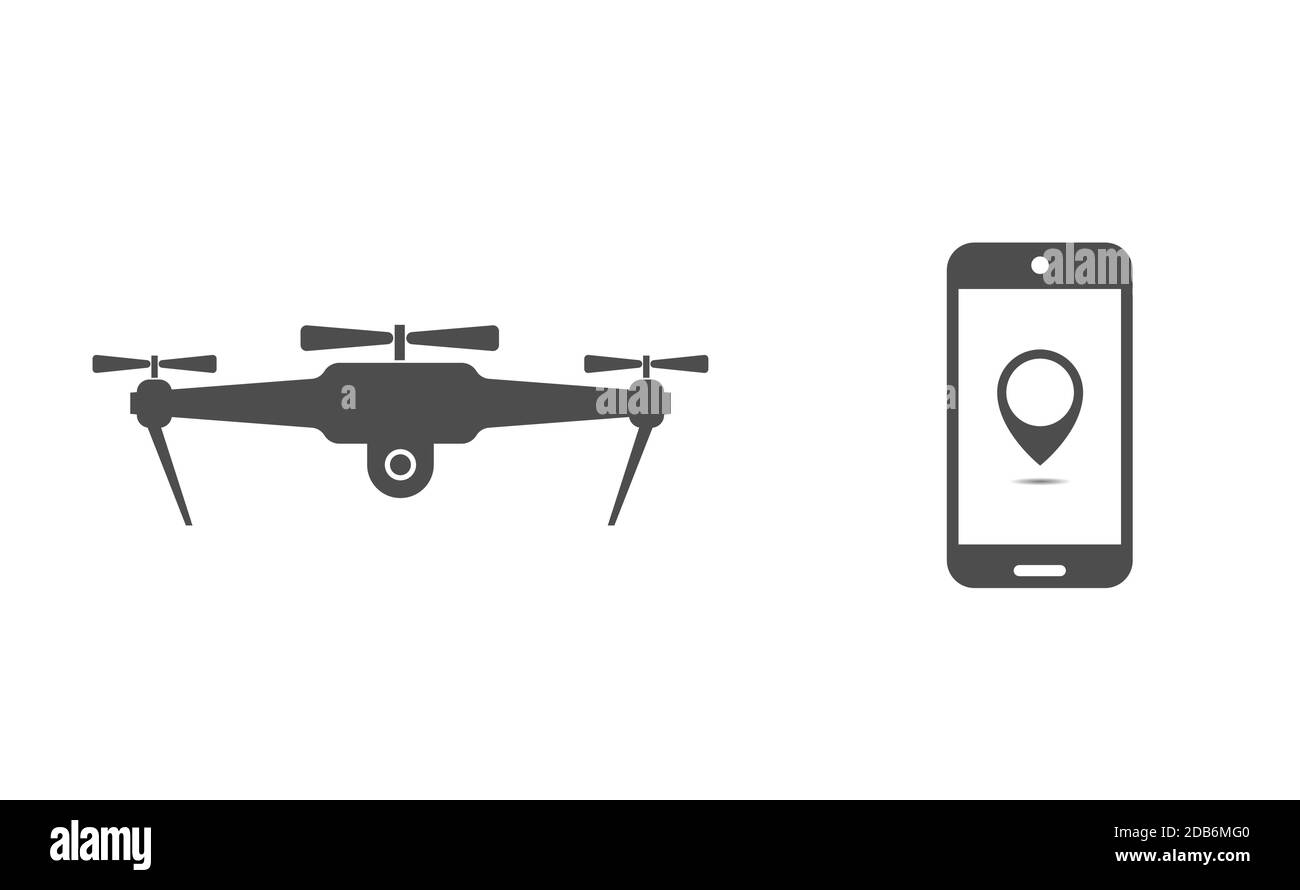 Icone drone e smartphone Illustrazione Vettoriale