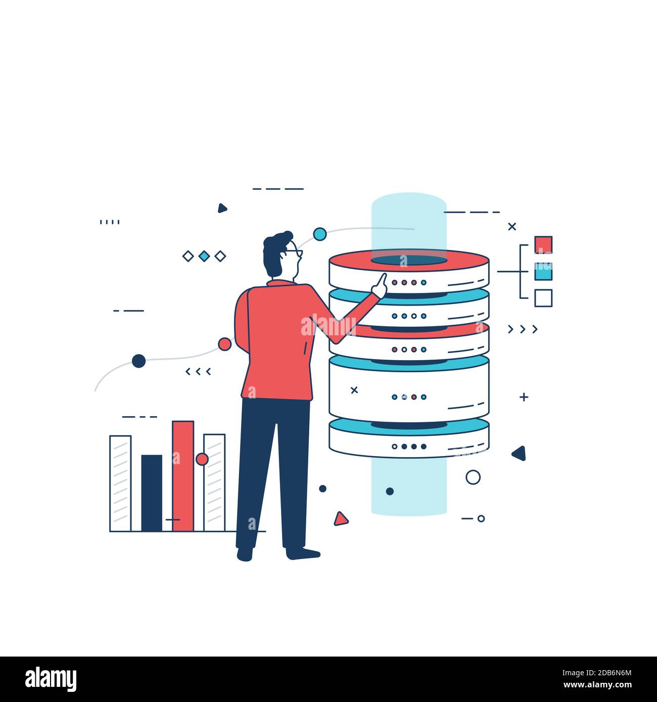 Hardware uomo e server Illustrazione Vettoriale