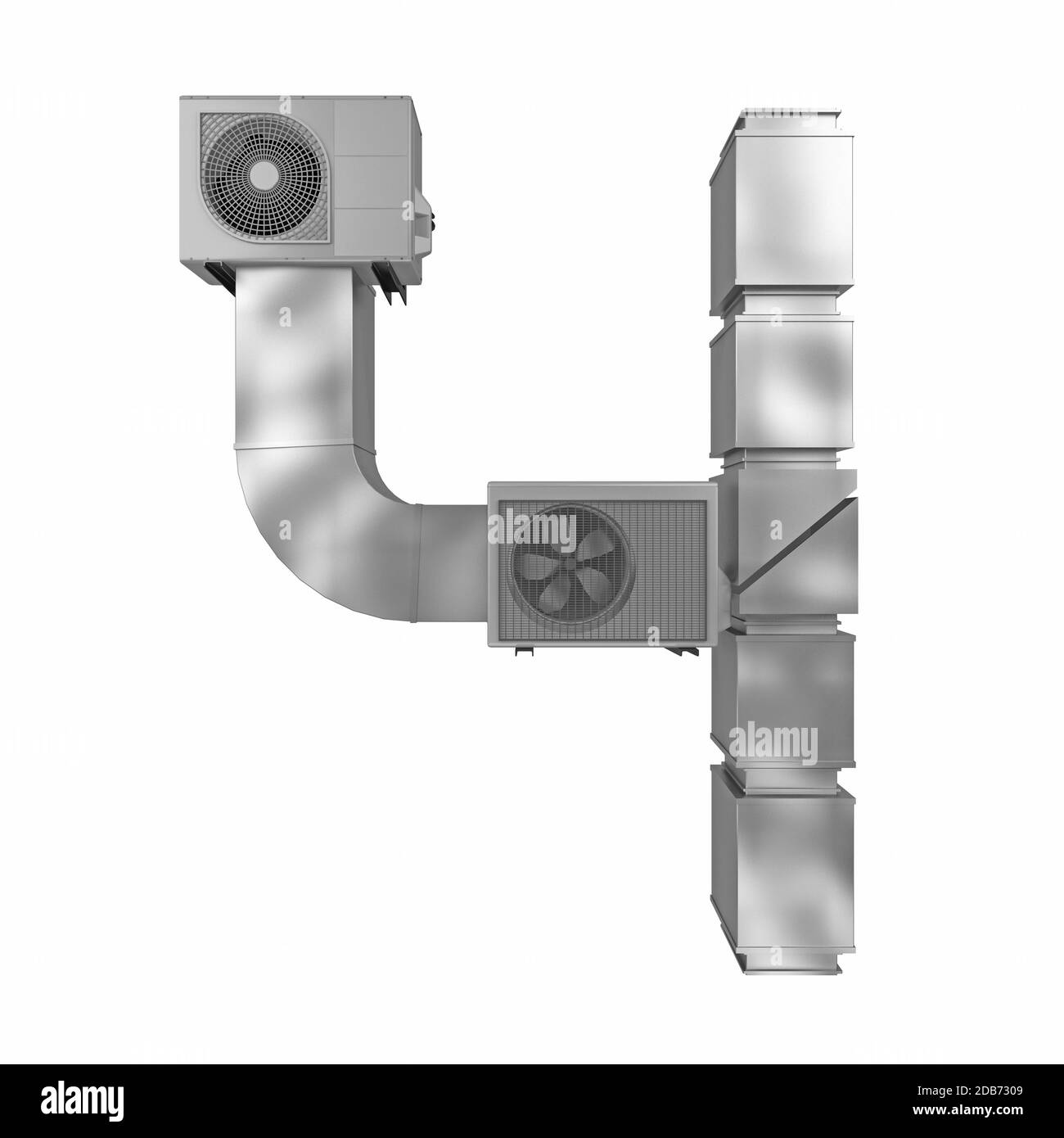 numero 4 da tubi di ventilazione e condizionatori d'aria isolati su bianco. rendering 3d Foto Stock