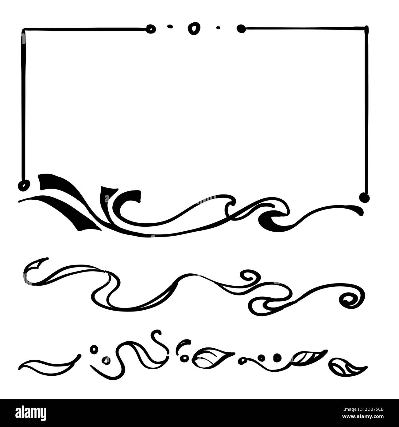 Cornici decorative vintage disegnate a mano con bordi floreali - illustrazione vettoriale Illustrazione Vettoriale