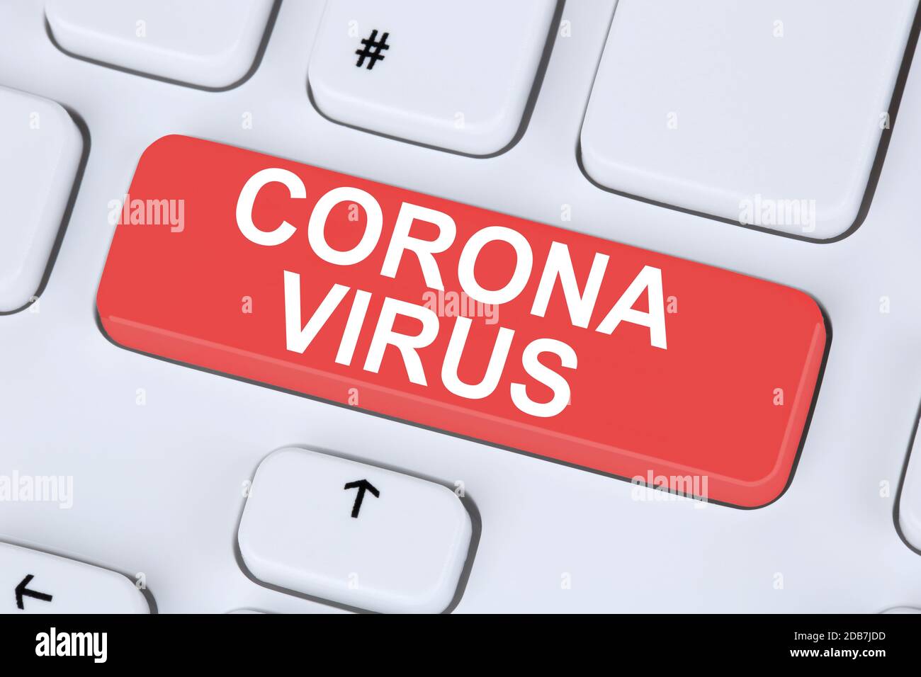 Coronavirus infezione da virus corona malattia malattia malattia salute sana tastiera internet Foto Stock