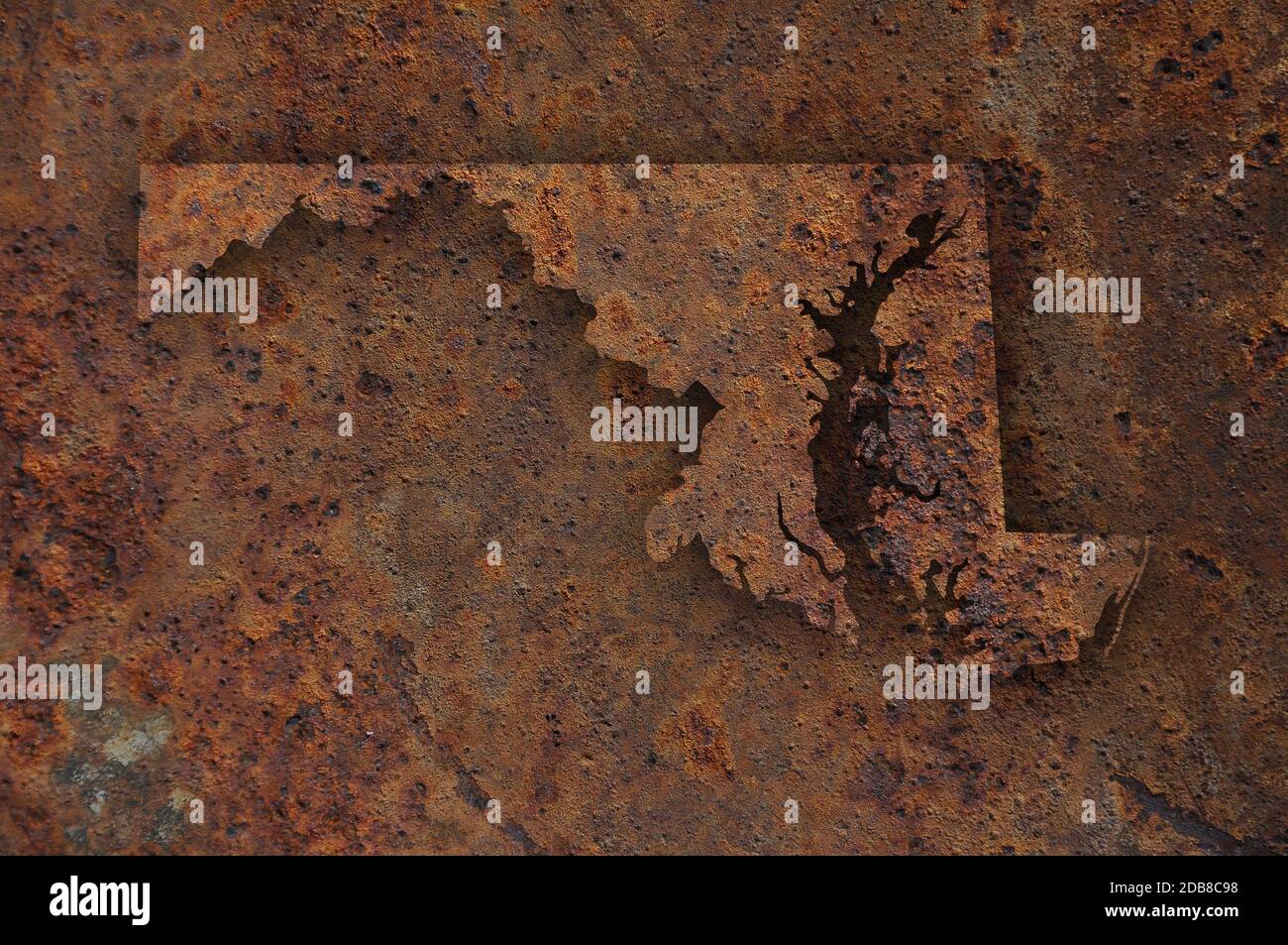 Mappa di Maryland sul metallo arrugginito Foto Stock