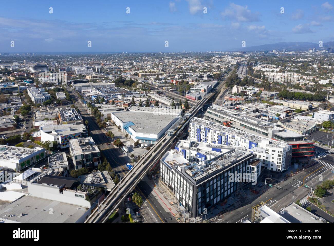 Vista aerea del centro di Culver City, California Foto Stock