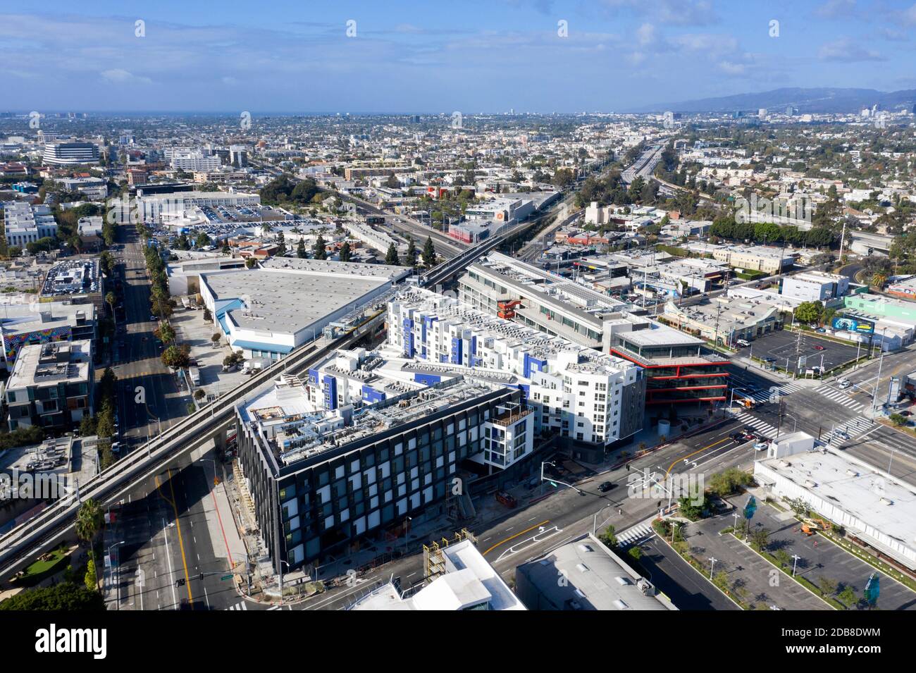 Vista aerea del centro di Culver City, California Foto Stock