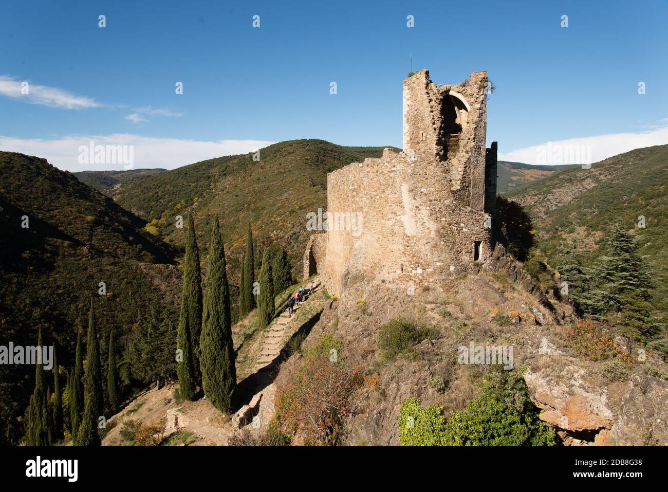 Cabaret, il più antico dei quattro castelli catari di Lastours Foto Stock