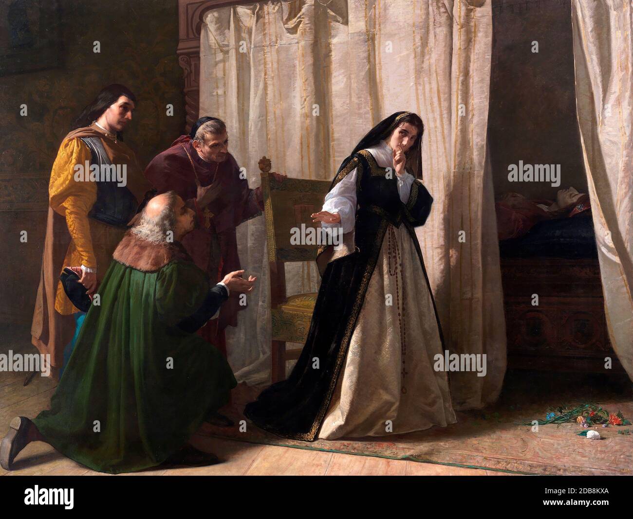 La follia di Giovanna di Castiglia - Lorenzo Valles, 1866 Foto Stock