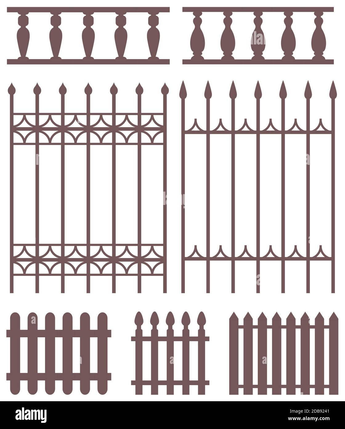 Set di sagome di recinzioni. Illustrazione Vettoriale