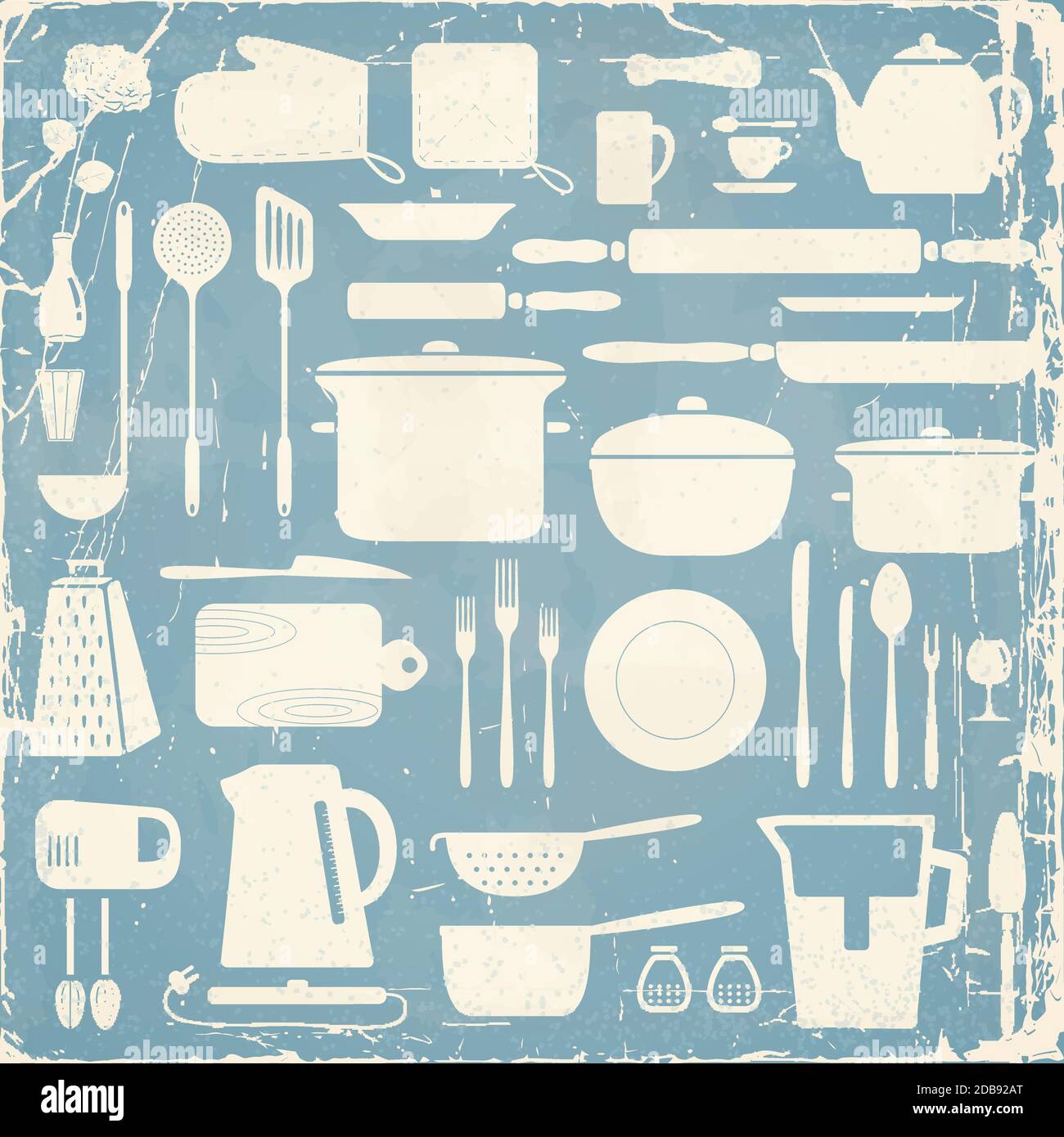 Set di silhouette da cucina. Illustrazione Vettoriale