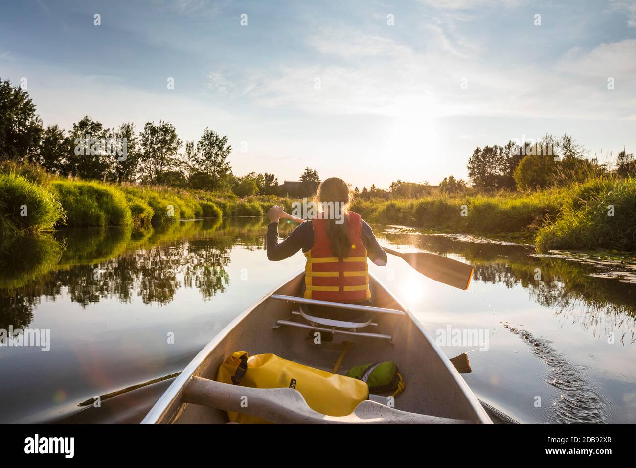 Canoa a Still Creek, Burnaby, British Columbia. Foto Stock