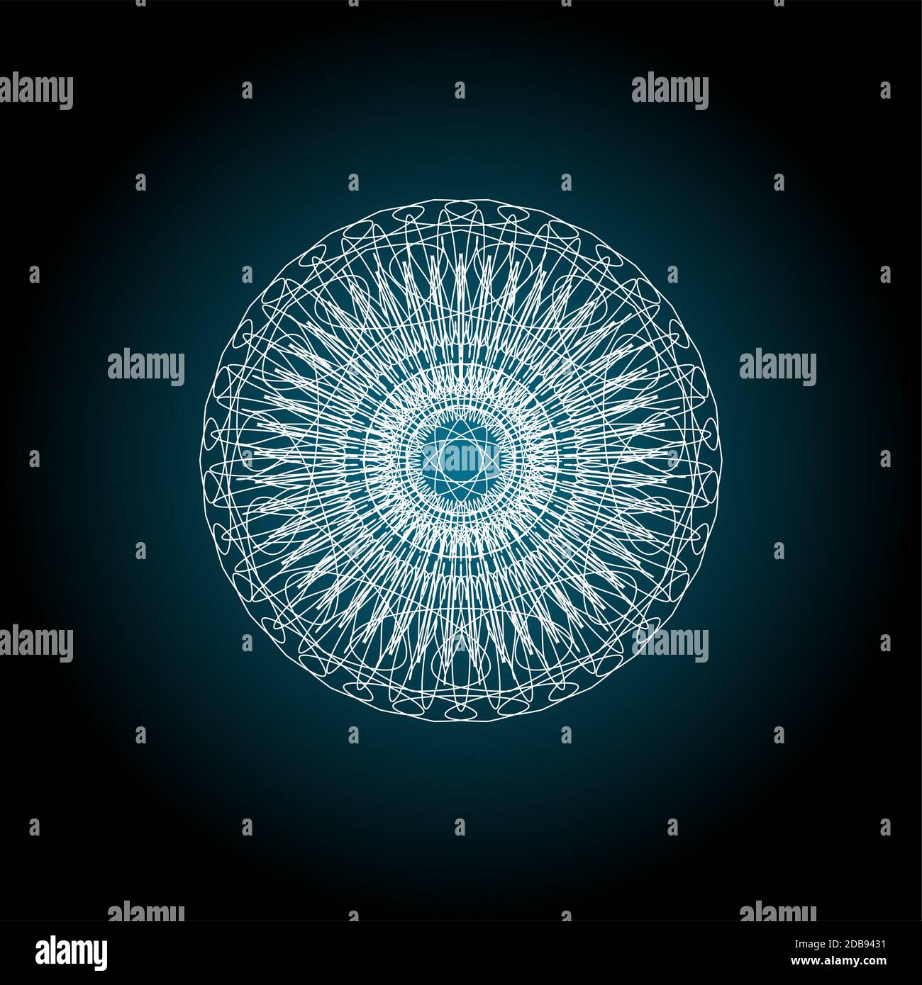 Elementi guilloche per il certificato o il diploma, la moneta e il disegno monetario. Motivo Rosetta e bordo, filigrana per nota di sfondo, voucher. Colourfu Foto Stock