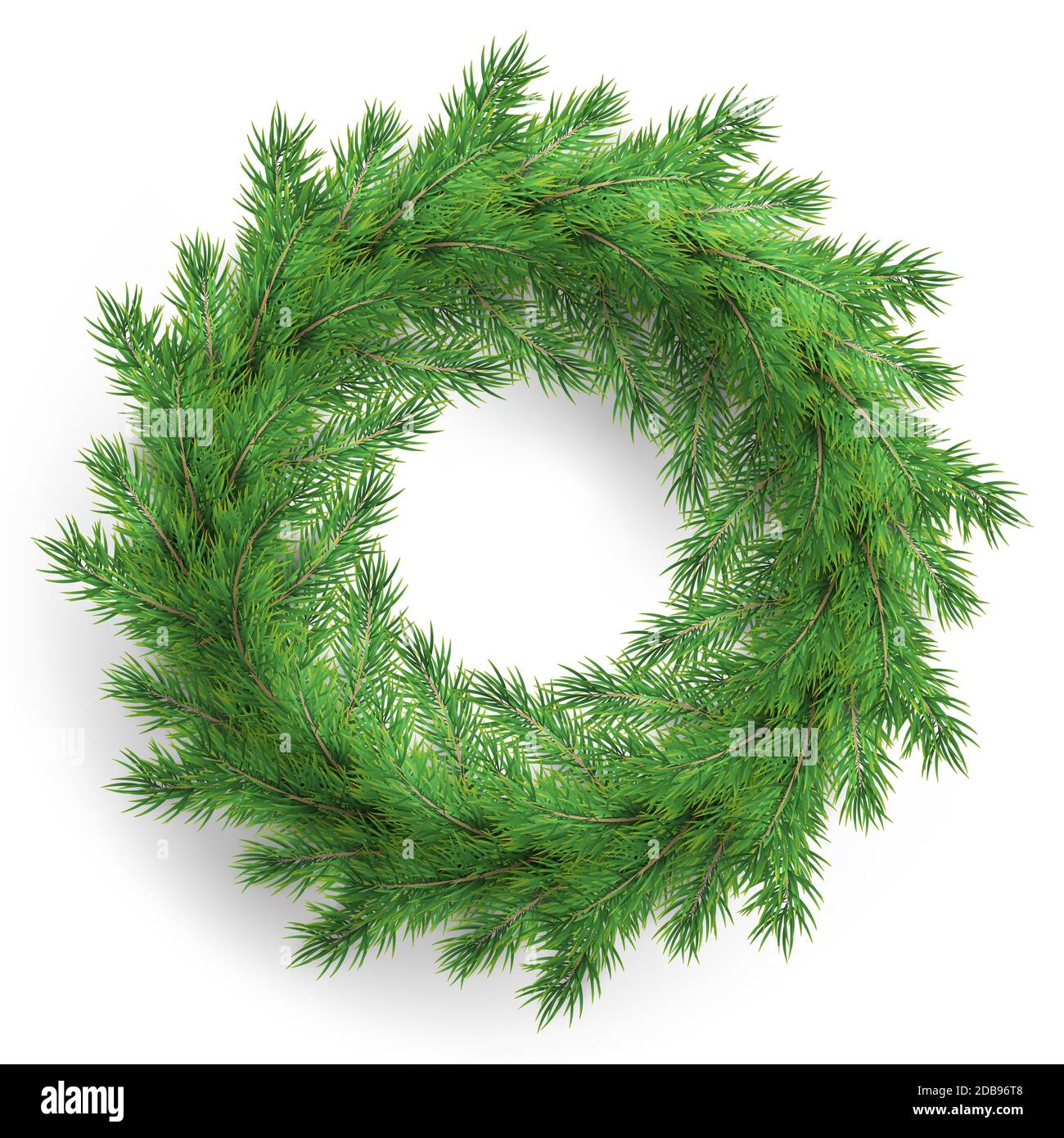 Corona di Natale fatta di rami realistici di pino. File vettoriale EPS 10 Foto Stock
