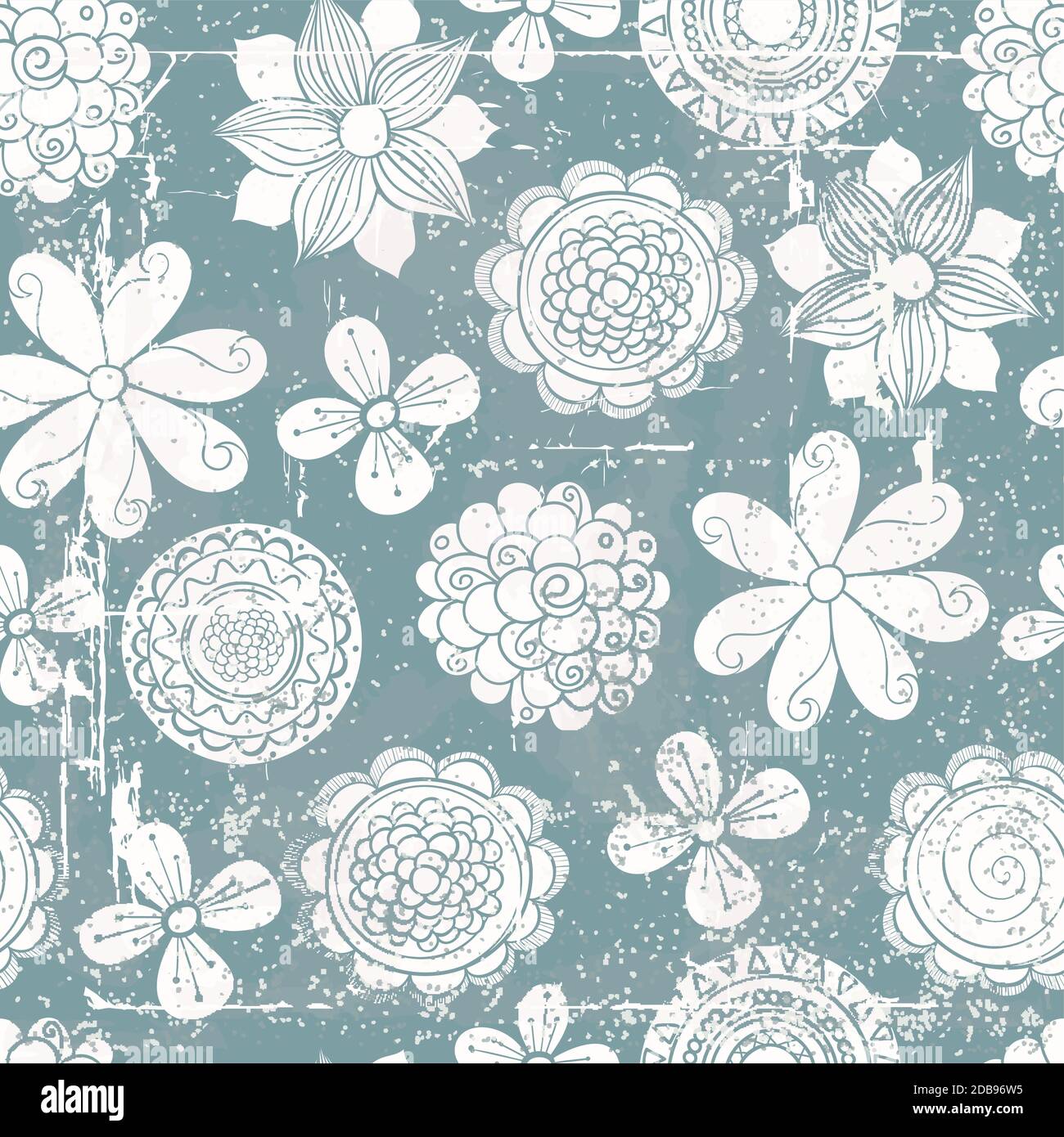 Vettore astratto sfondo disegnato a mano con fiori . Illustrazione Vettoriale