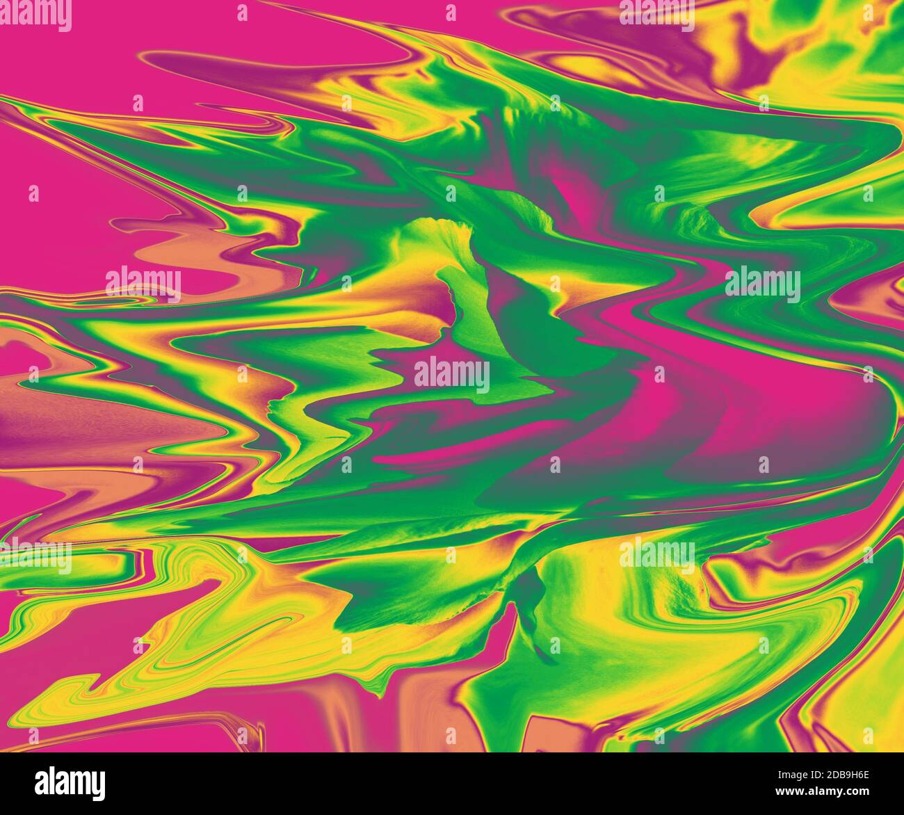 Crew originale arte astratta nei toni viola, verde e giallo Foto Stock