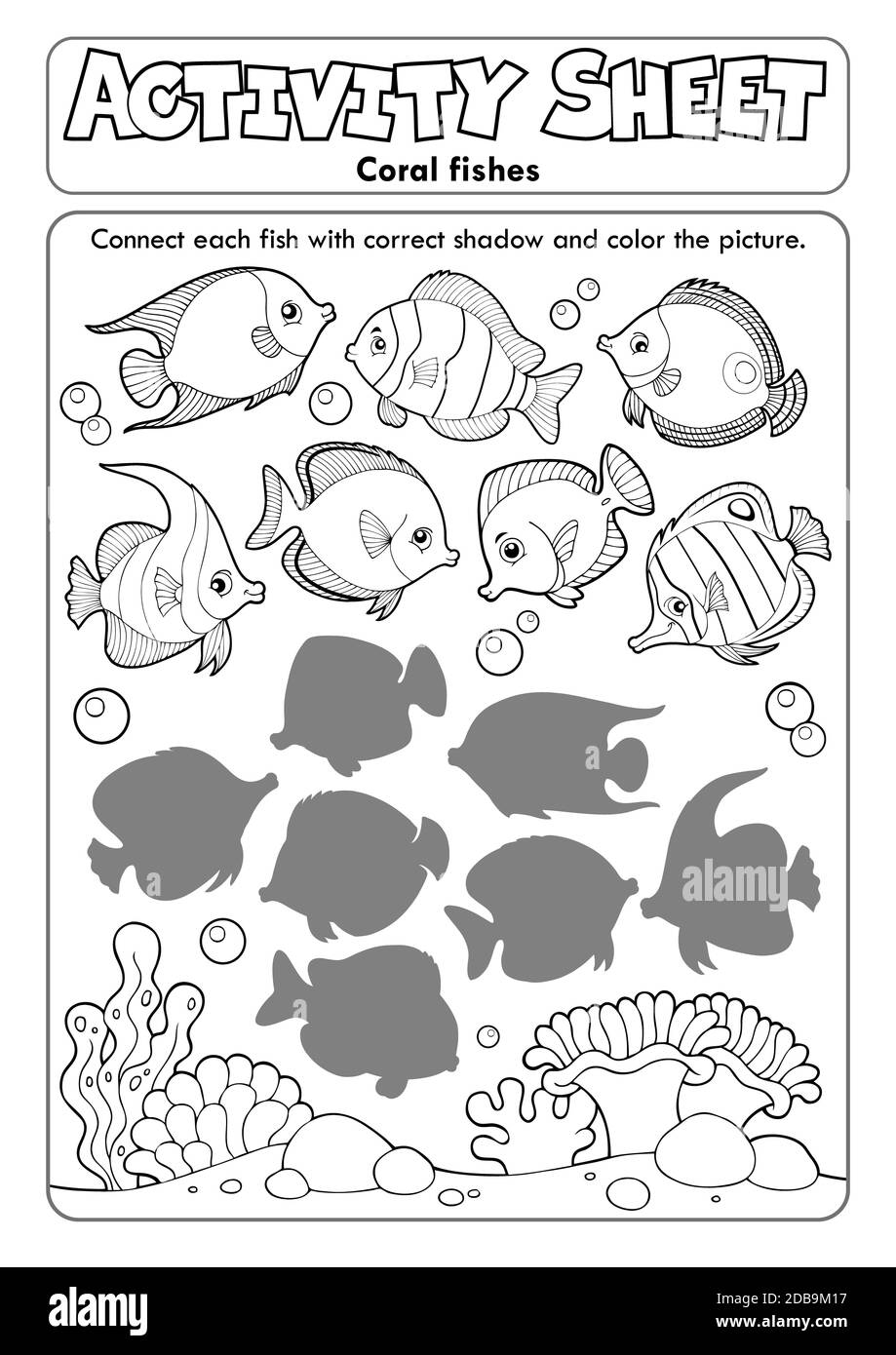 Immagine 7 dell'argomento del foglio attività - illustrazione dell'immagine. Foto Stock