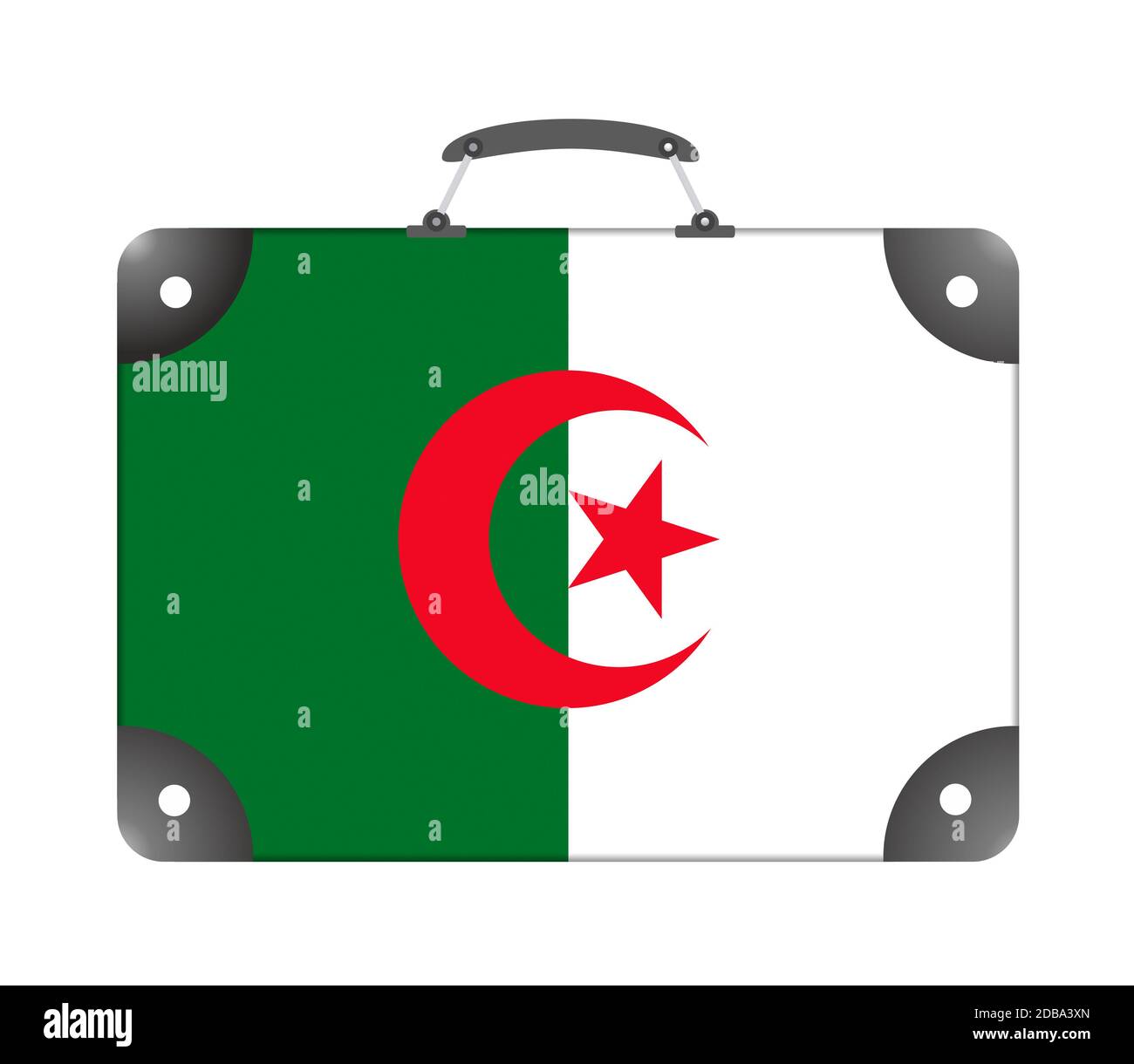 Bandiera algerina sotto forma di valigia di viaggio Foto Stock