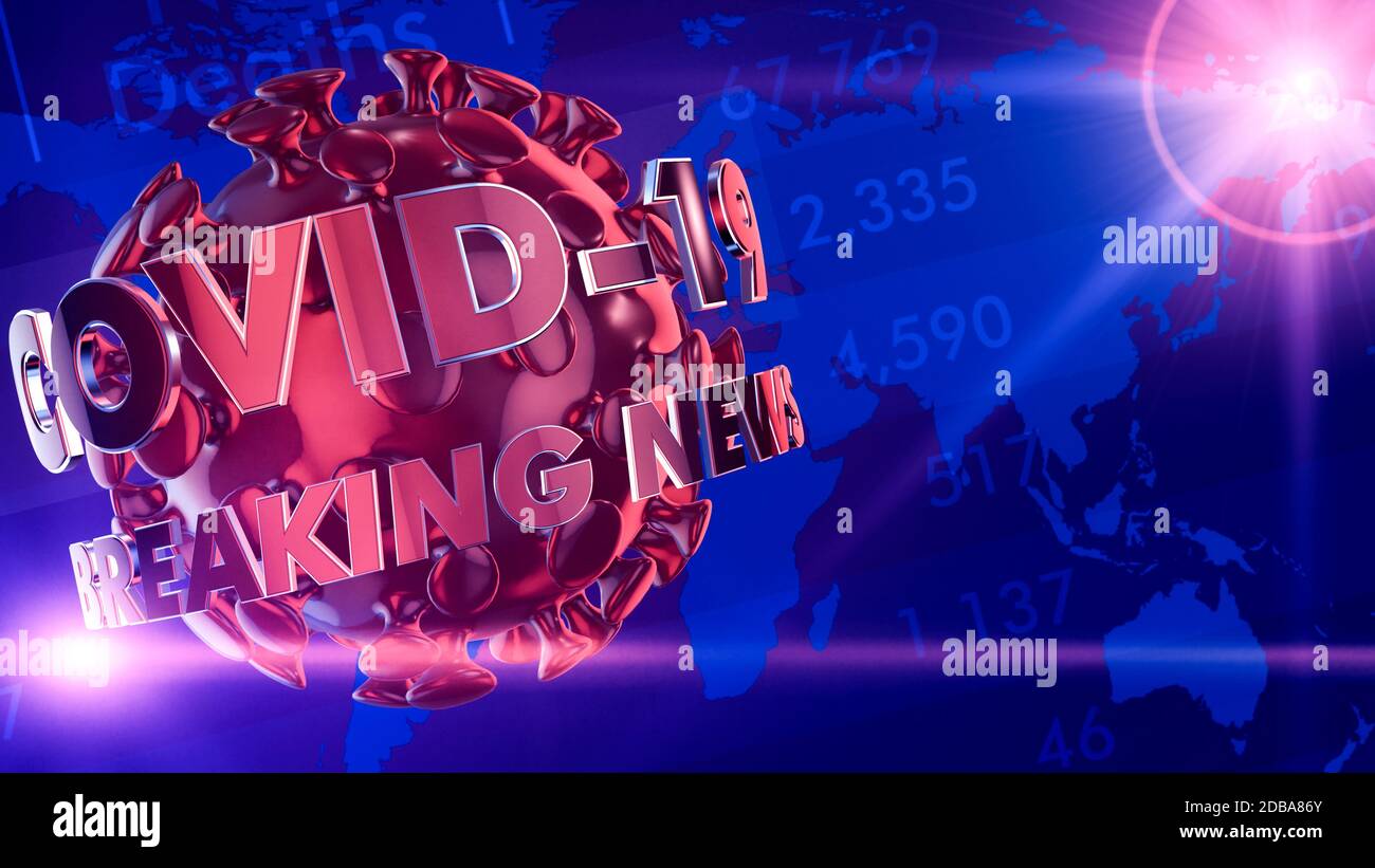 coronavirus emergenza, ultime notizie intro (rendering 3d) Foto Stock
