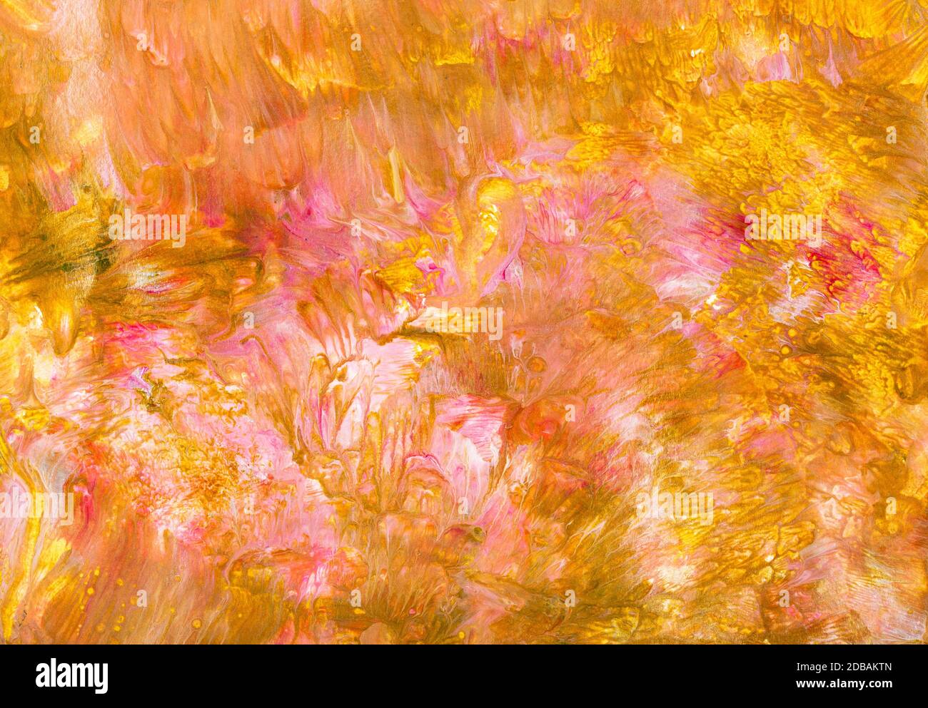 sfondo di carta colorato da vernici acriliche gialle, marroni e rosa Foto Stock