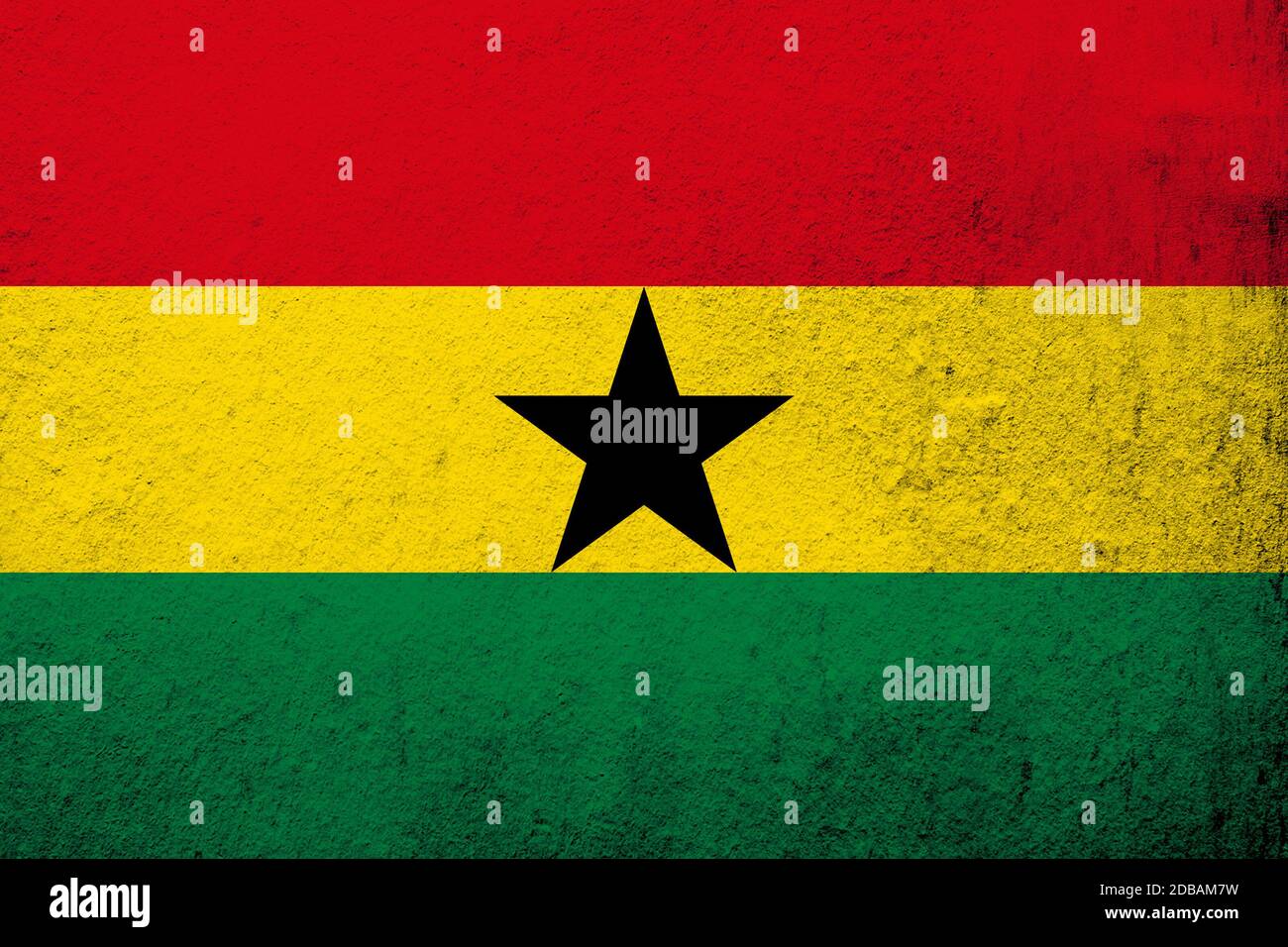 Bandiera nazionale della Repubblica del Ghana. Grunge sfondo Foto Stock