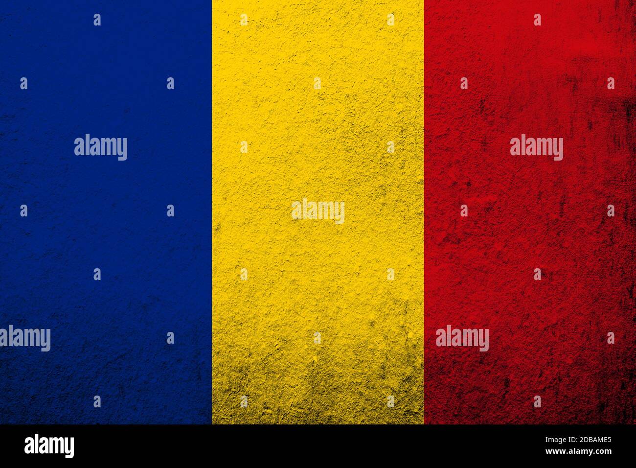 Bandiera nazionale della Romania. Grunge sfondo Foto Stock