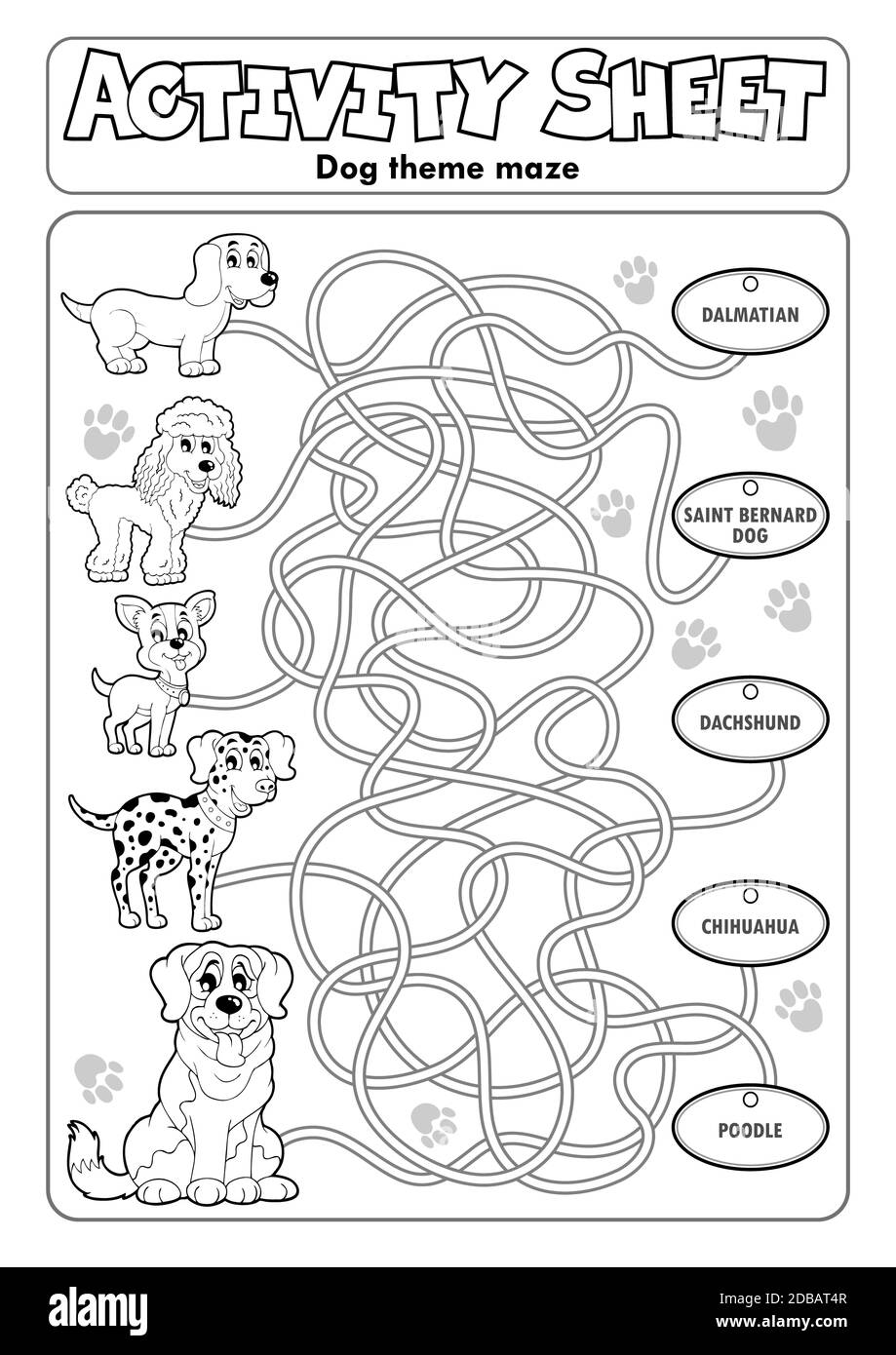Tema cane foglio attività 1 - illustrazione immagine. Foto Stock