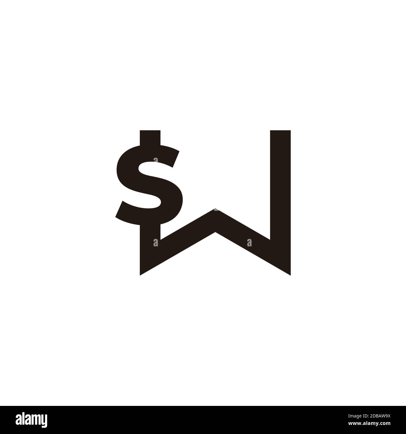 letter sw vettore semplice logo linea geometrica collegata Illustrazione Vettoriale