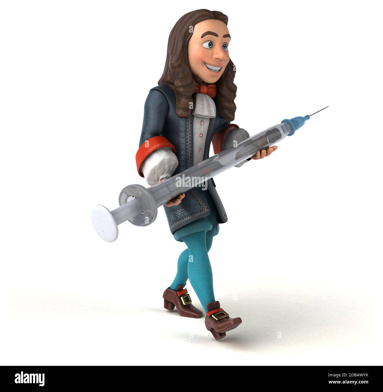 3D Illustrazione di un uomo cartoon in costume storico barocco Foto Stock