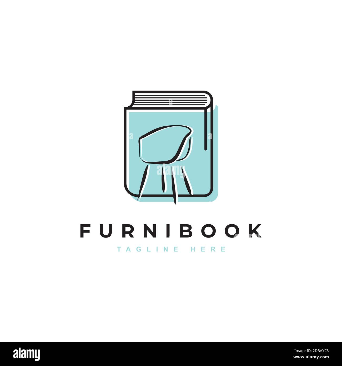 Libro con sedia simbolo logo disegno vettoriale template.furniture libro illustrazione Illustrazione Vettoriale