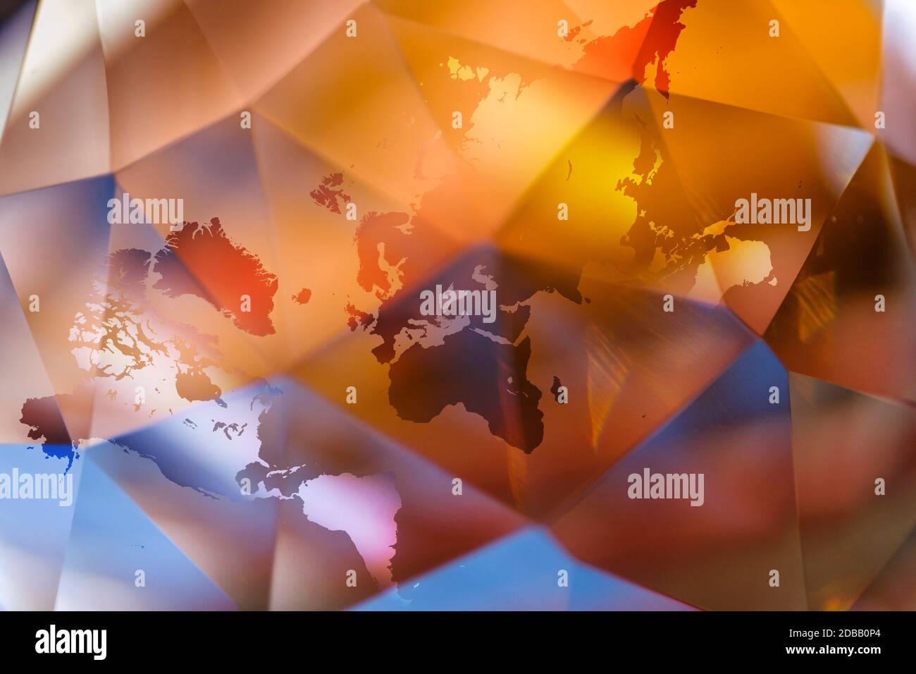 Mappa del mondo su sfondo colorato astratto Foto Stock