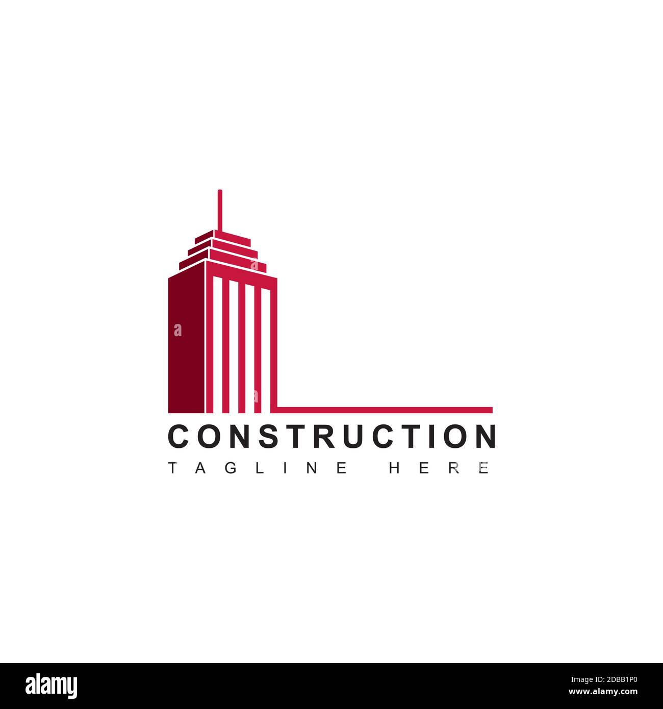 Logo della costruzione di edifici. Design moderno del modello. Illustrazione delle icone vettoriali Illustrazione Vettoriale