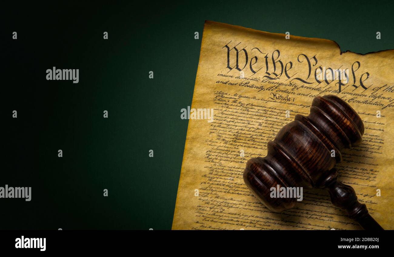 Costituzione AMERICANA con gavel Foto Stock