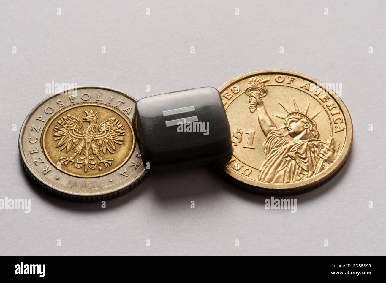 Cambio tra polacco zÅ‚oty e dollaro americano Foto Stock