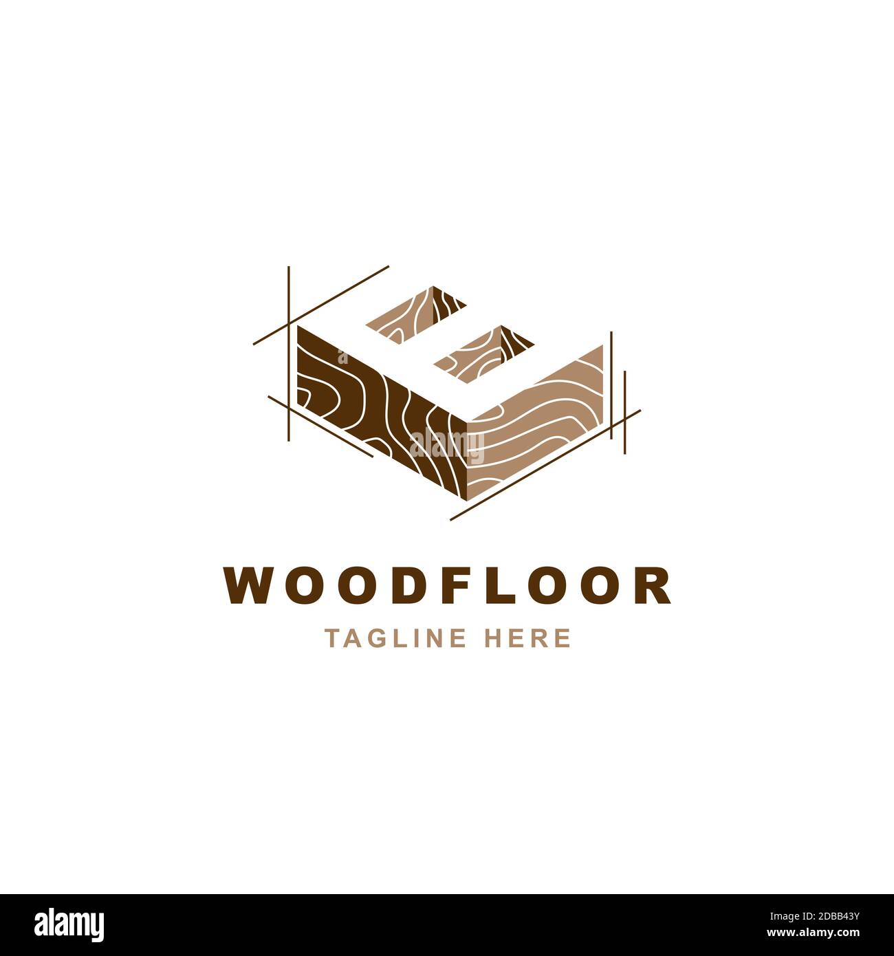 Logo in legno con modello vettoriale a forma di lettera B. Illustrazione Vettoriale