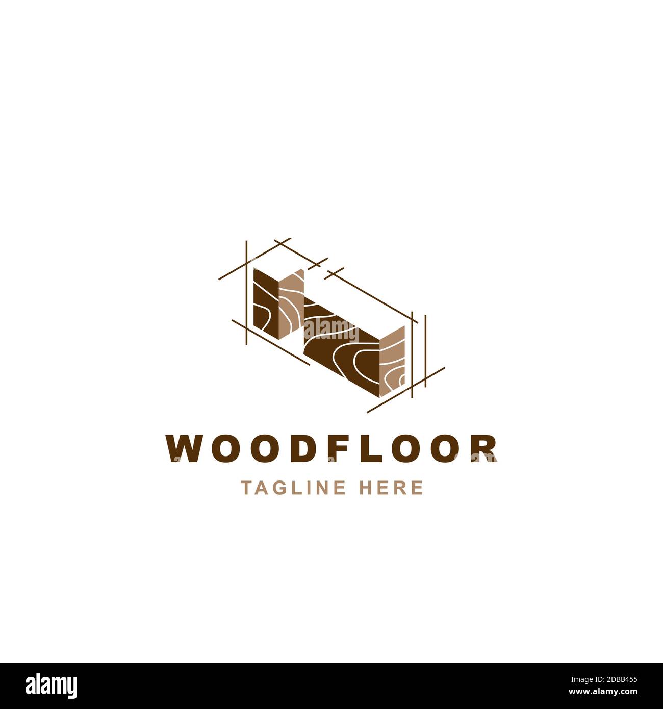 Logo in legno con modello vettoriale con illustrazione della lettera I. Illustrazione Vettoriale