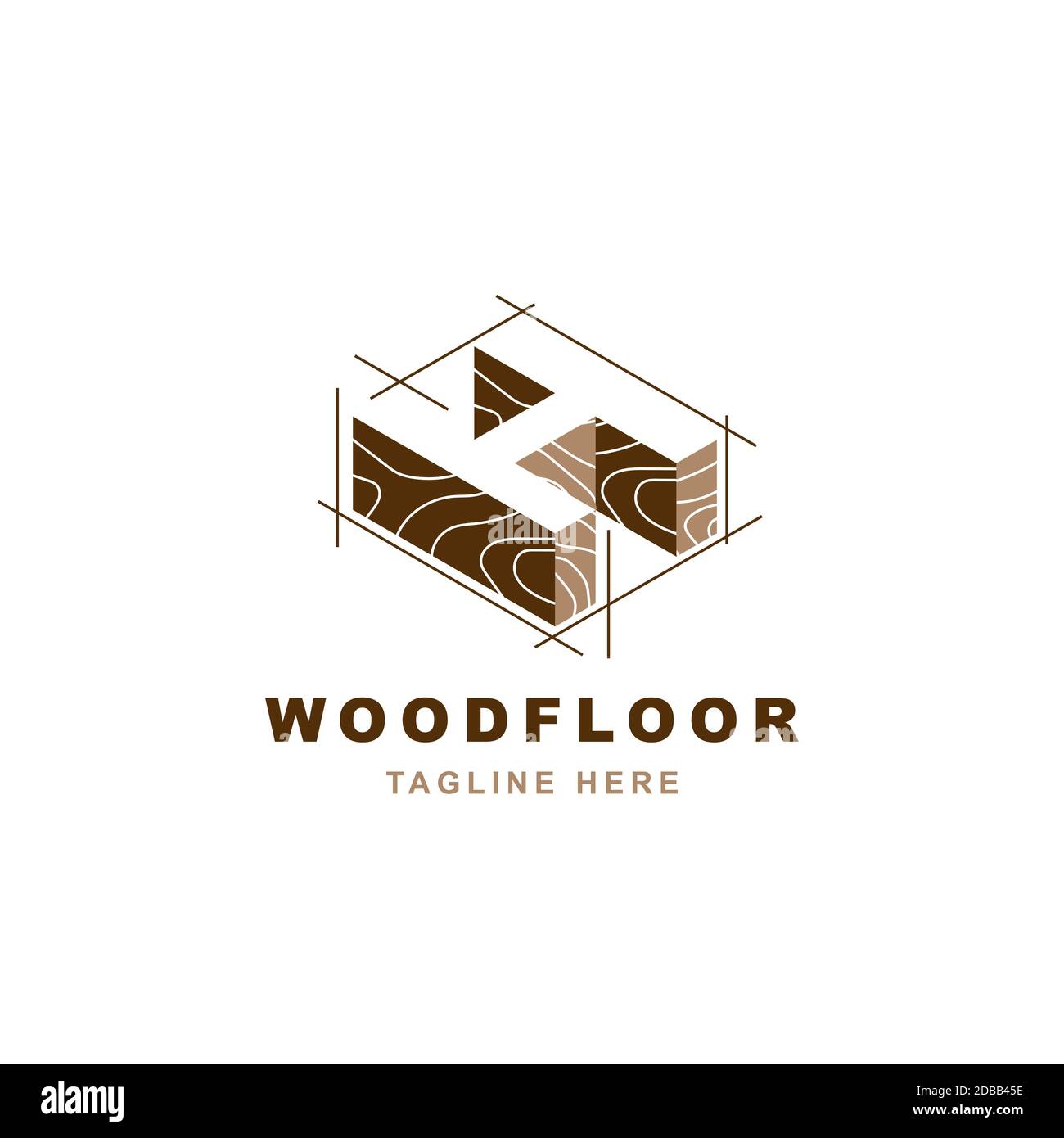 Logo in legno con disegno vettoriale a forma di lettera H. Illustrazione Vettoriale