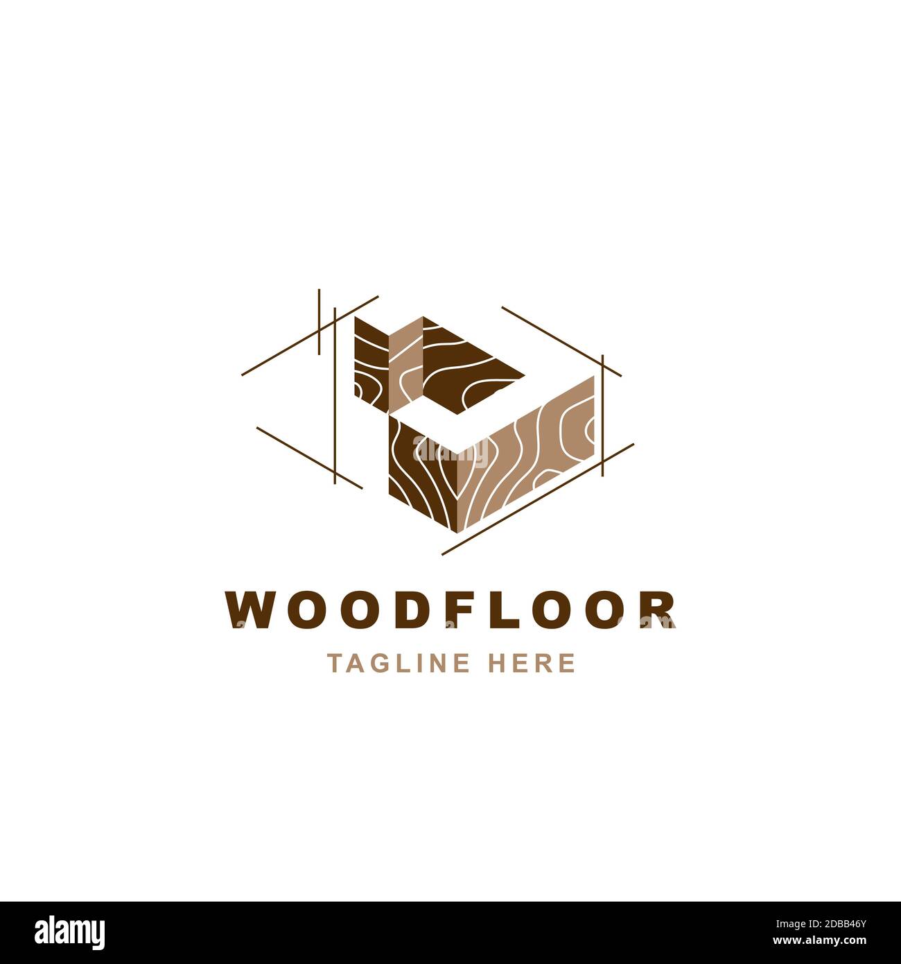 Logo in legno con modello vettoriale a forma di lettera J. Illustrazione Vettoriale
