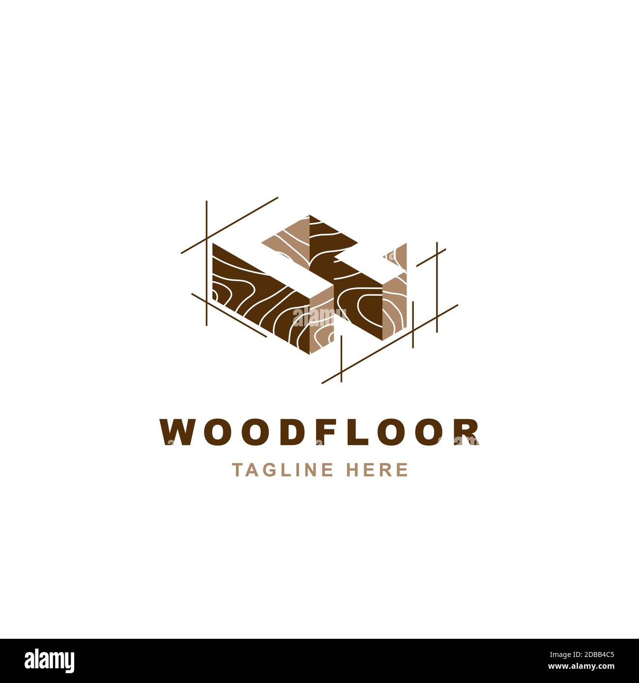 Logo in legno con modello vettoriale a forma di lettera Q. Illustrazione Vettoriale