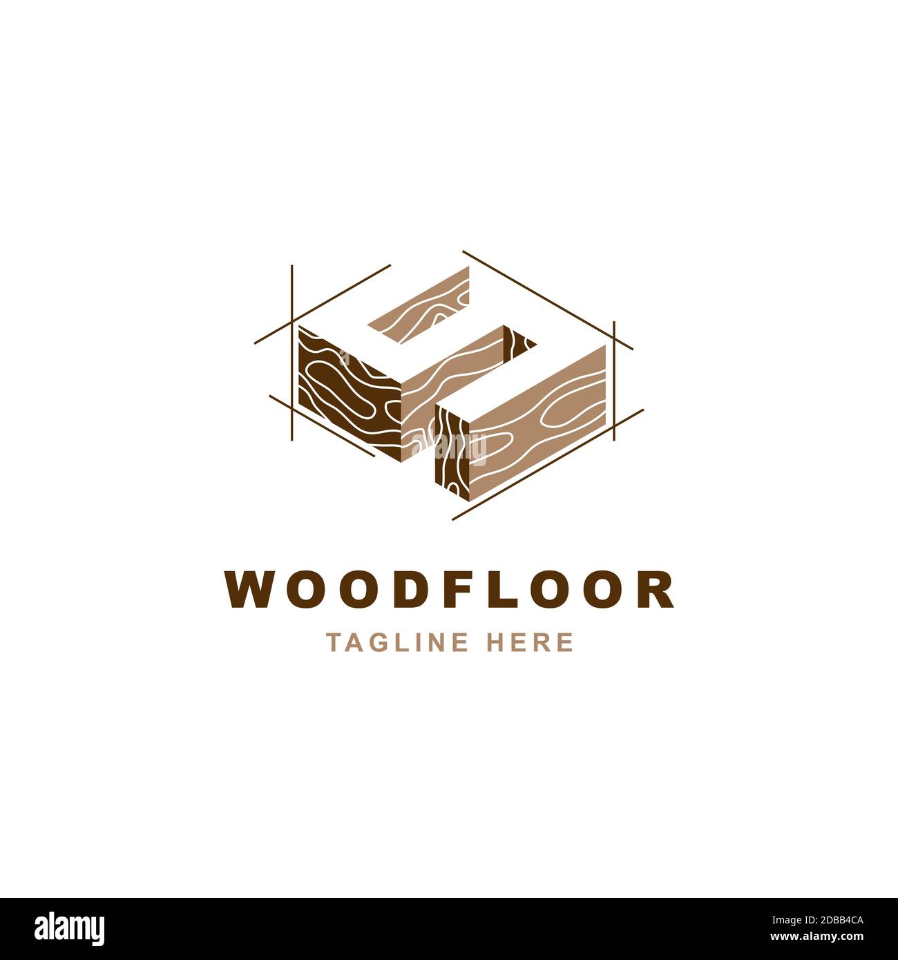 Logo in legno con modello vettoriale a forma di lettera S. Illustrazione Vettoriale
